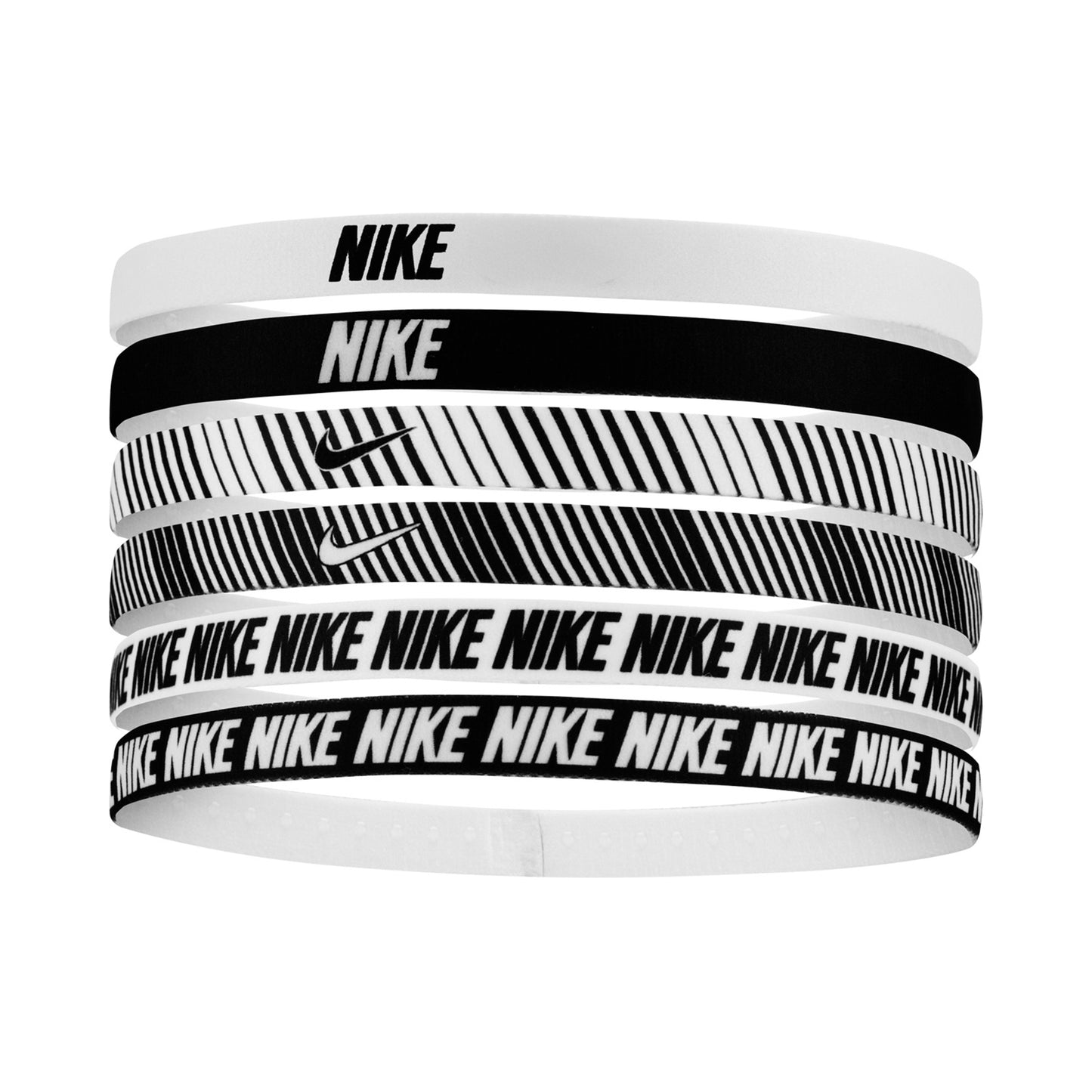Nike Nike Flex Classic Printed Čelenka 6ks Balení - Bílá,Černá Nike Nike Flex Classic Printed Čelenka 6ks Balení - Bílá,Černá