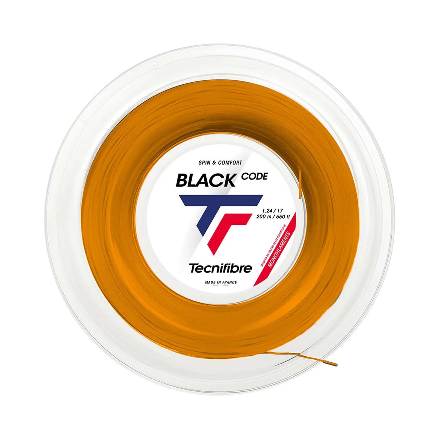 Tecnifibre Black Code Fire 200m Výplet-Role-Oranžová,Červená Tecnifibre Black Code Fire 200m Výplet-Role-Oranžová,Červená