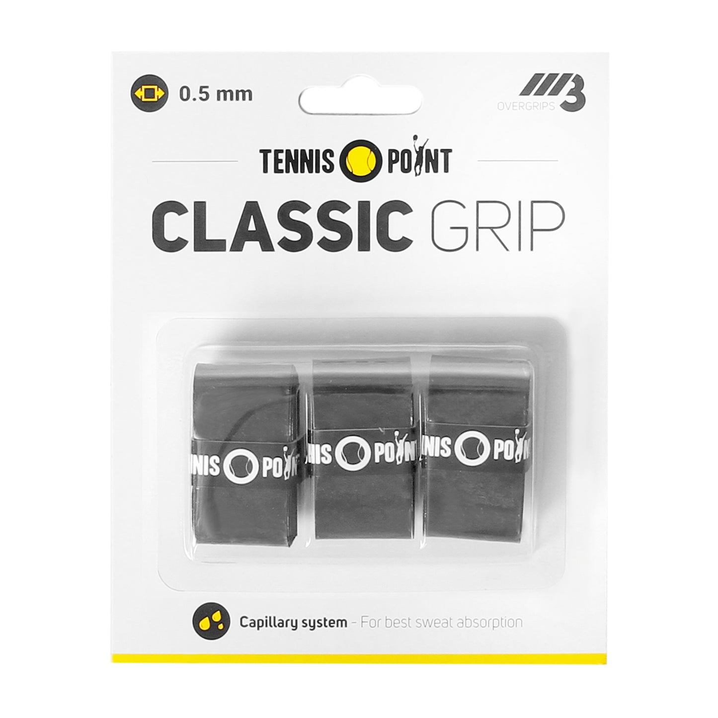 Tennis-Point Classic Grip 3ks v baleni - černá Tennis-Point Classic Grip 3ks v baleni - černá