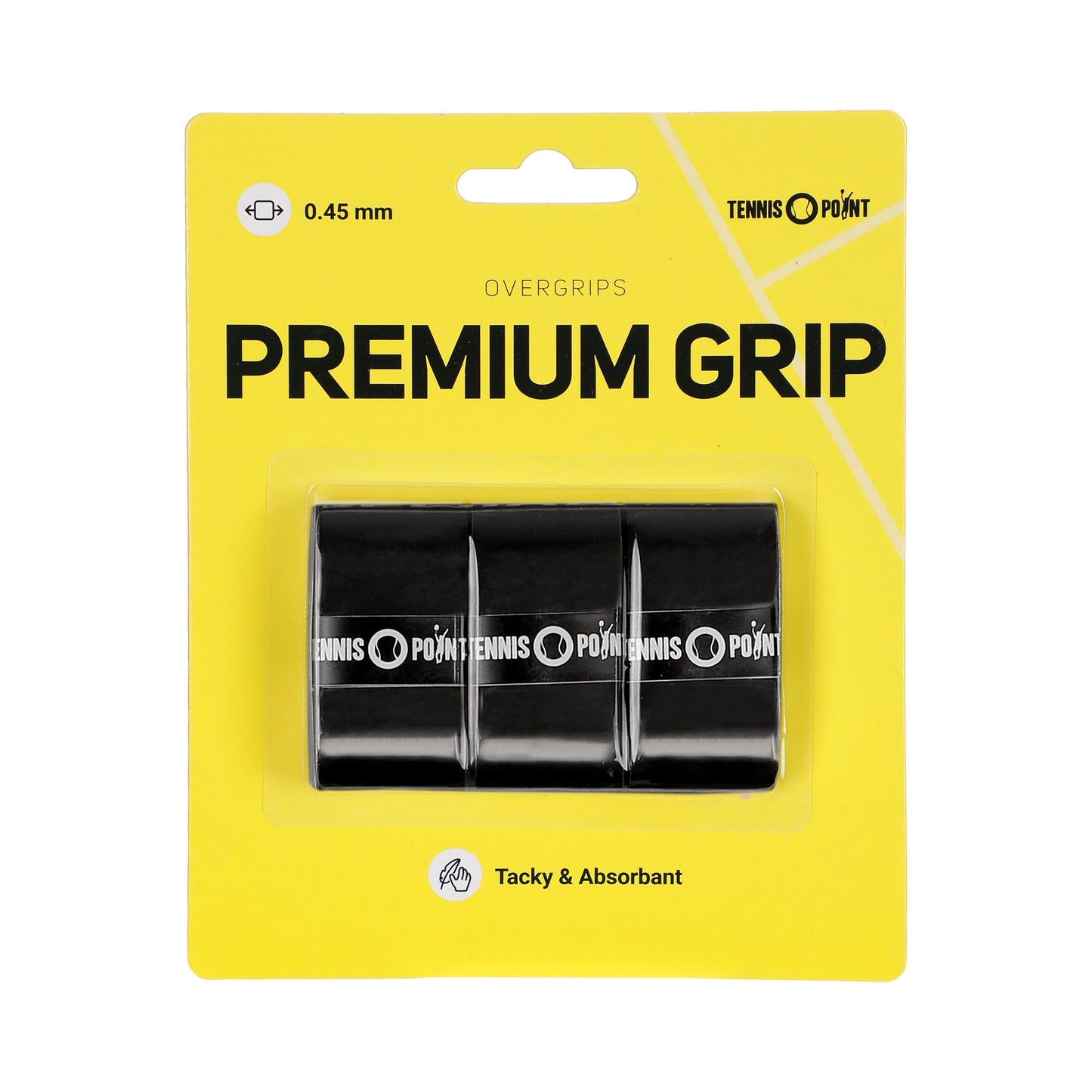Tennis-Point Premium Grip 3ks V Baleni-Černá Tennis-Point Premium Grip 3ks V Baleni-Černá