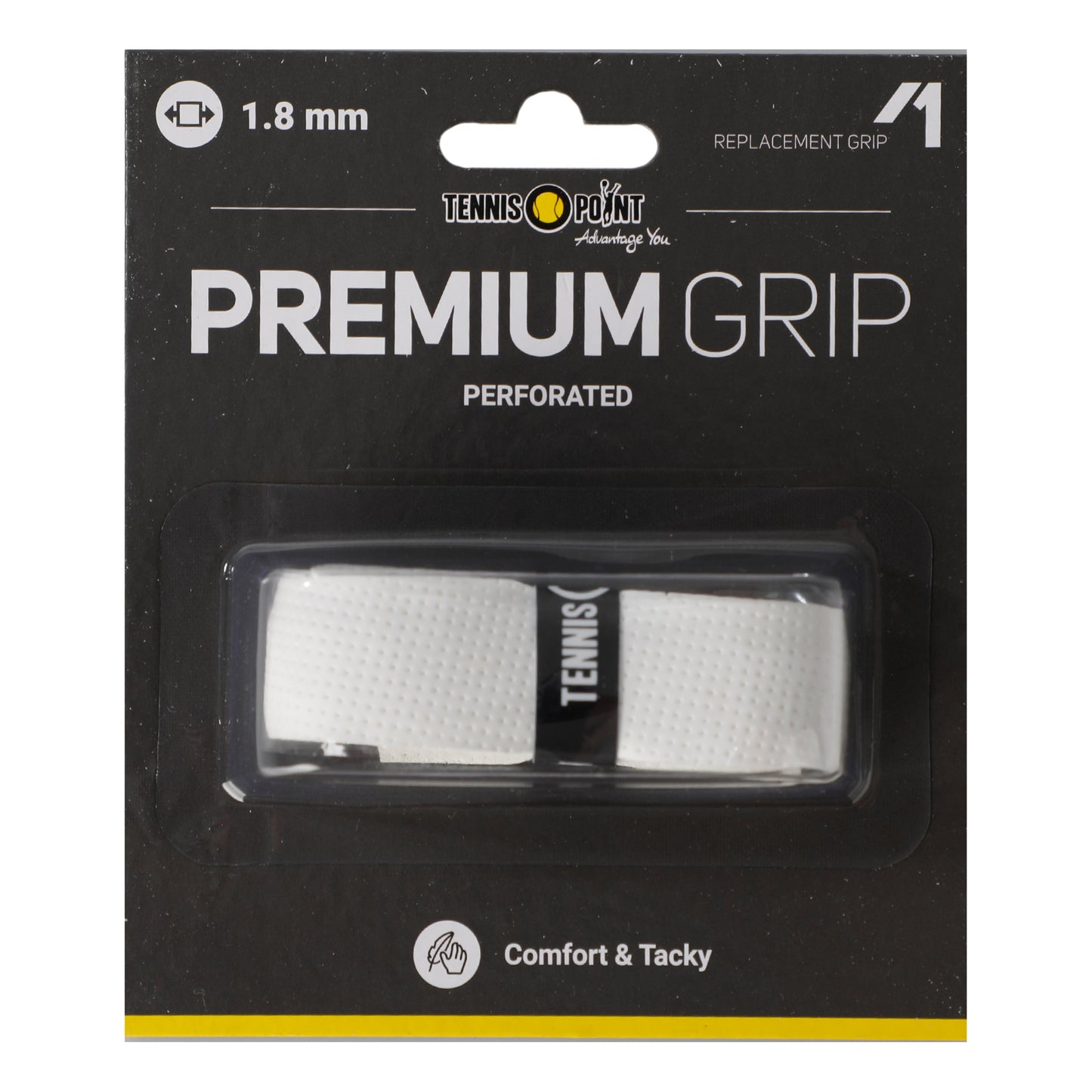 Tennis-Point Premium Grip Perforated 1ks V Balení-Bílá Tennis-Point Premium Grip Perforated 1ks V Balení-Bílá