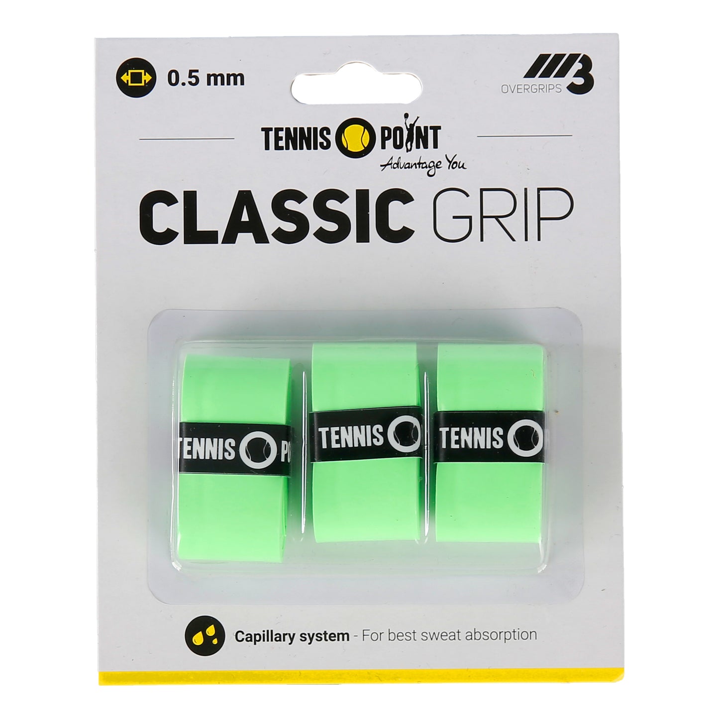 Tennis-Point Classic Grip 3ks v baleni - zelená Tennis-Point Classic Grip 3ks v baleni - zelená