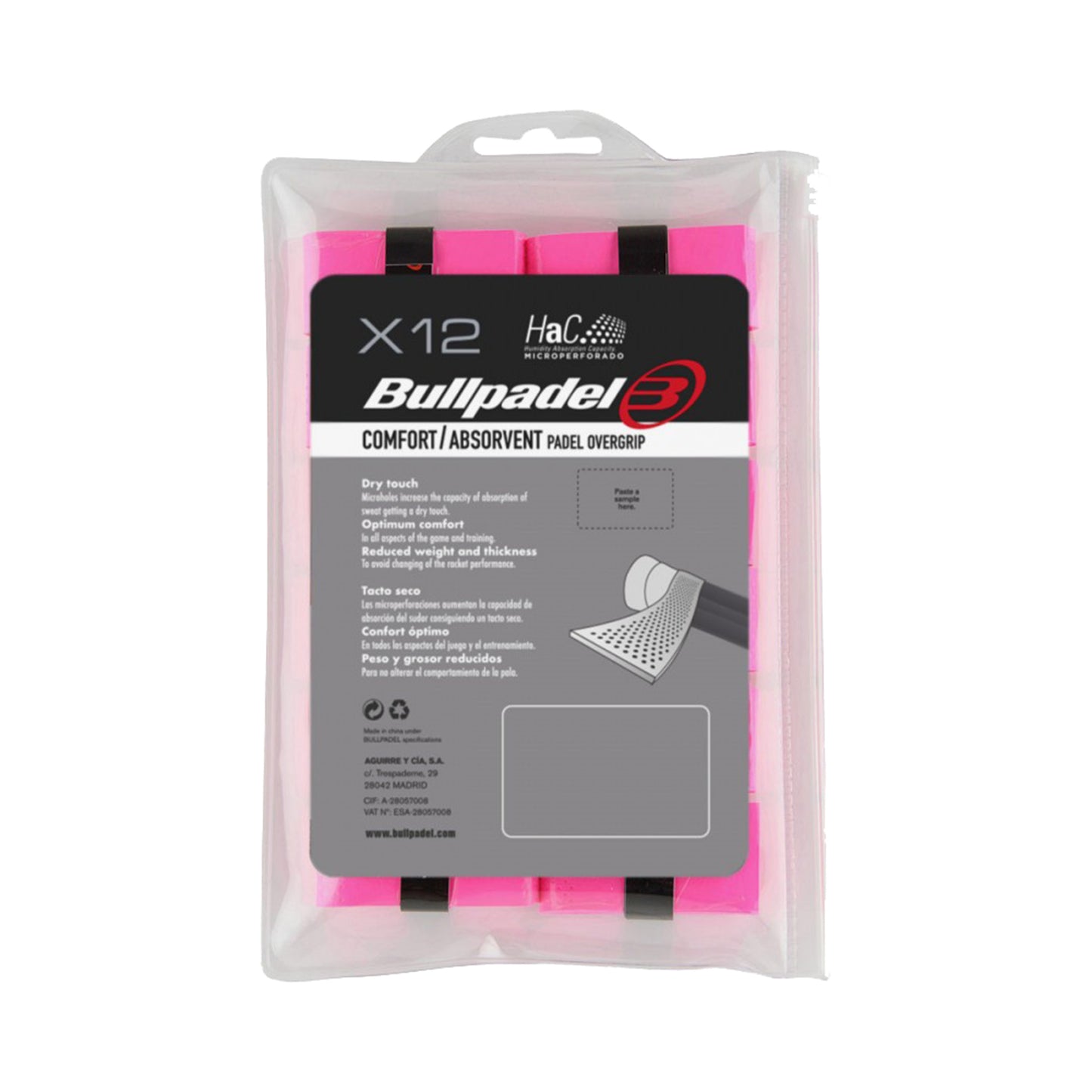Bullpadel GB-1601 PACK 12 COMFORT ABSORBENT-Růžová Bullpadel GB-1601 PACK 12 COMFORT ABSORBENT-Růžová