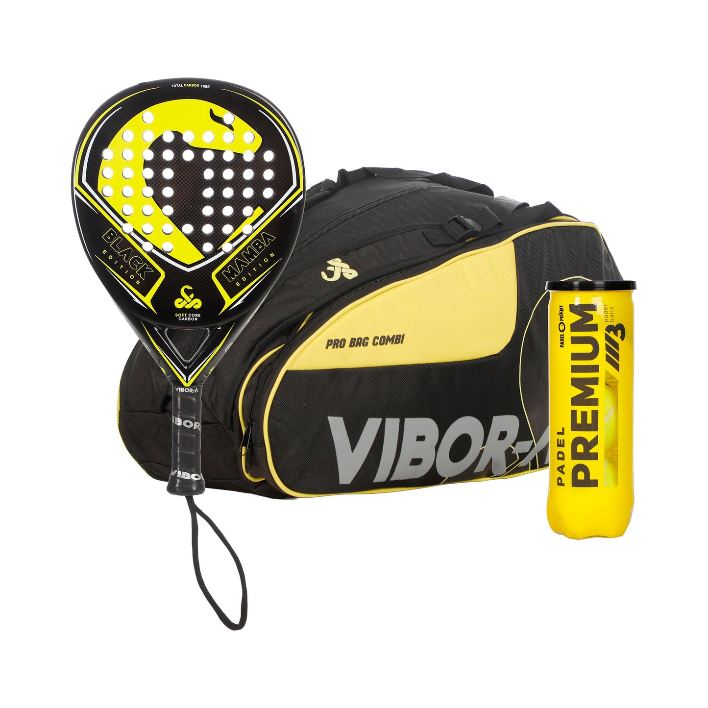 Vibora 3ks v baleni Black Mamba Classic Edition Navíc taška na raketu, Navíc dóza na míče Vibora 3ks v baleni Black Mamba Classic Edition Navíc taška na raketu, Navíc dóza na míče