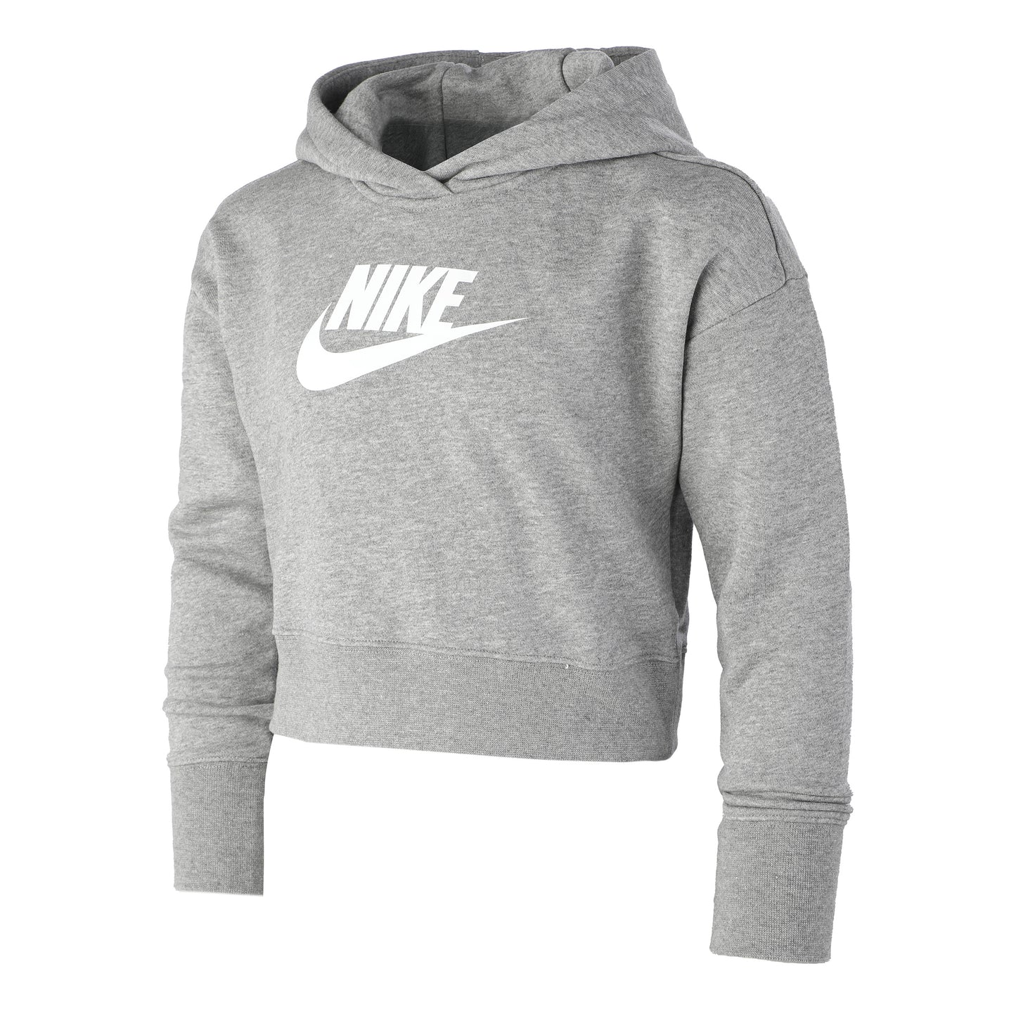 Nike French Terry Club Cropped Hoody Dívky - šedá, bílá