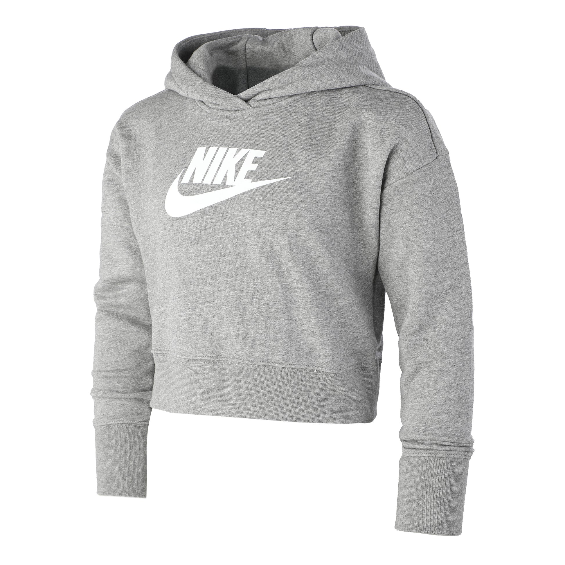 Nike French Terry Club Cropped Hoody Dívky - šedá, bílá