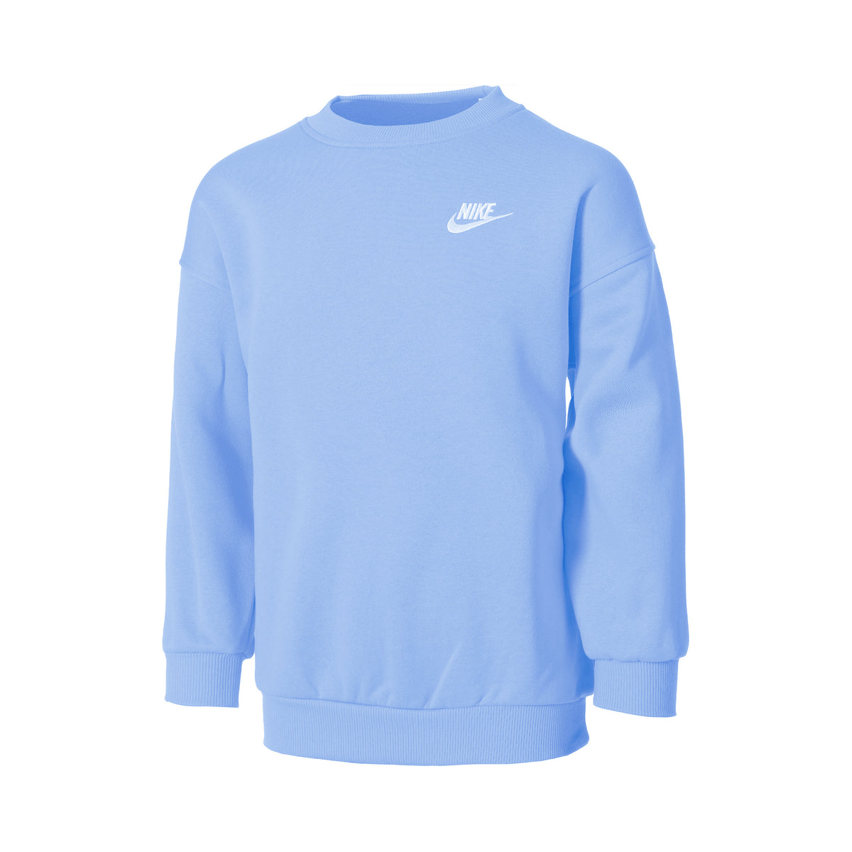 Nike Sportswear Club Fleece Oversized Crew Mikina Dívky - světle modrá, bílá