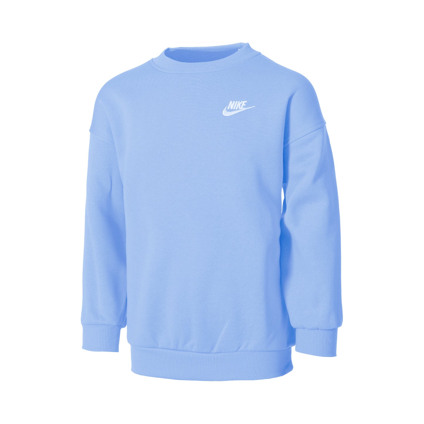 Nike Sportswear Club Fleece Oversized Crew Mikina Dívky - světle modrá, bílá