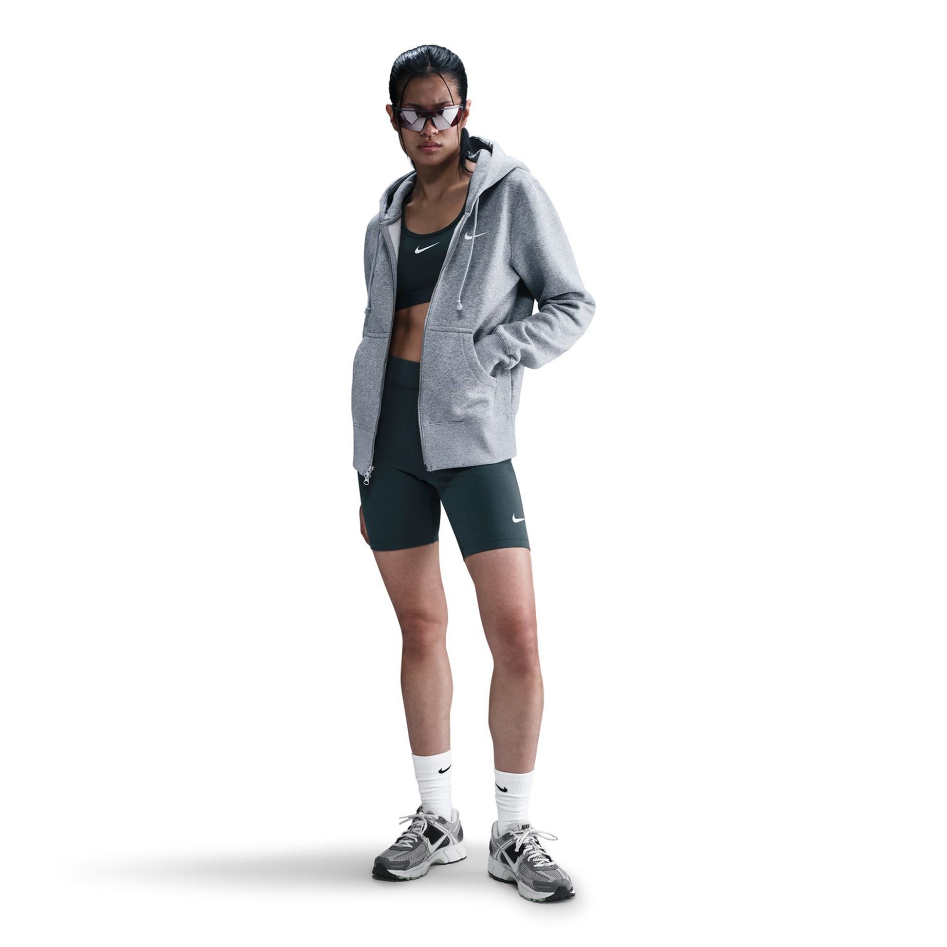 Nike Sportswear Phoenix Fleece Full-Zip Mikina S Kapucí Dámy-Šedá