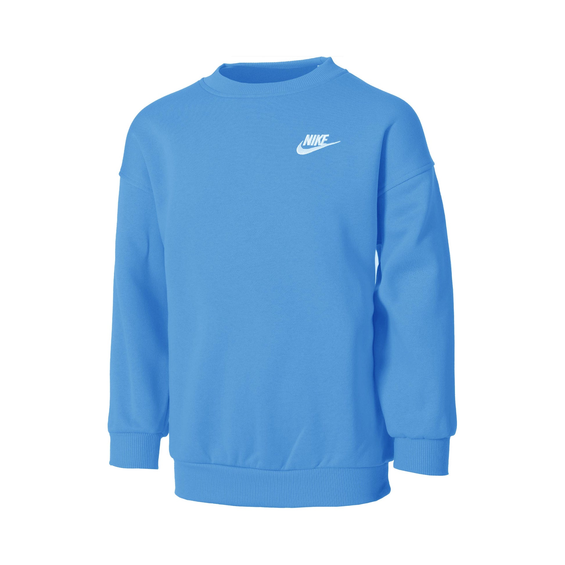 Nike Club Fleece Oversized Crew Mikina Dívky-Modrá,Bílá