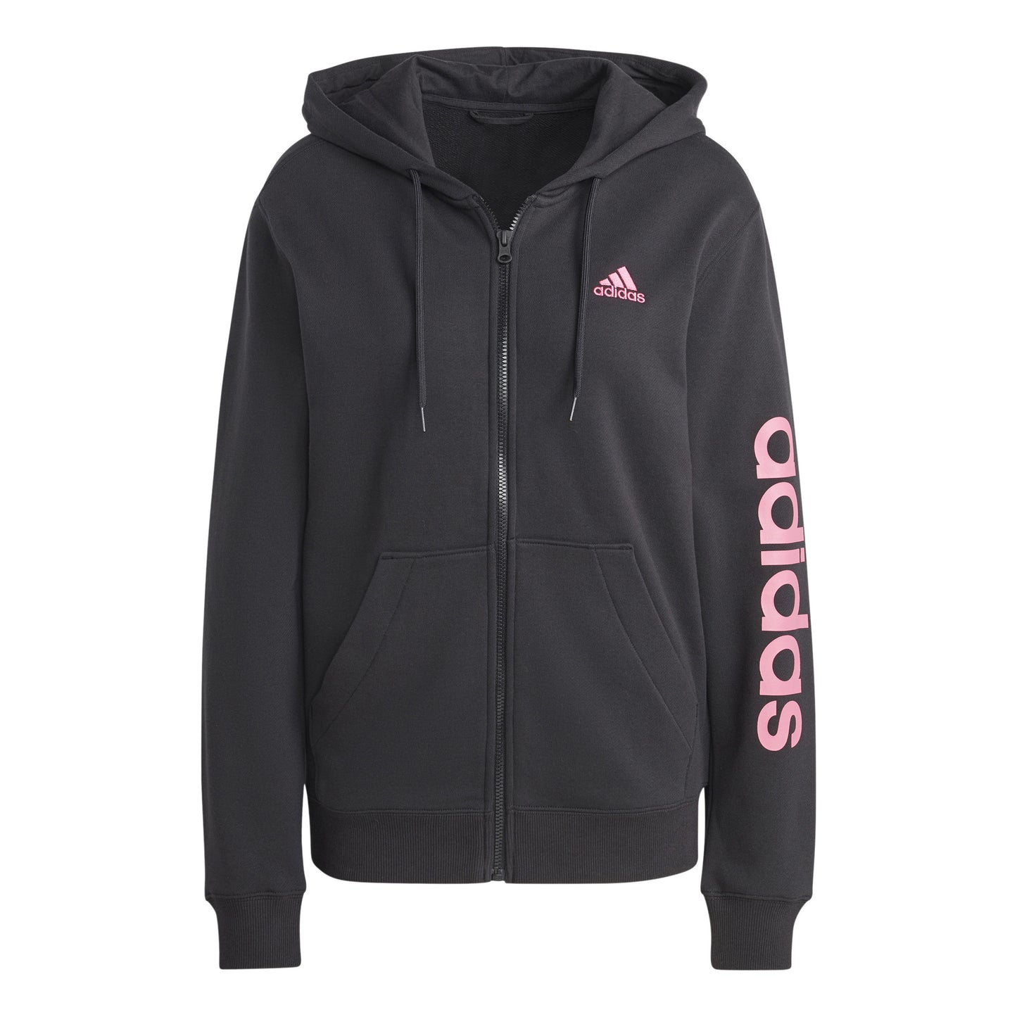 adidas Linear French terry Full Zip Mikina s kapucí Dámy - černá, růžová