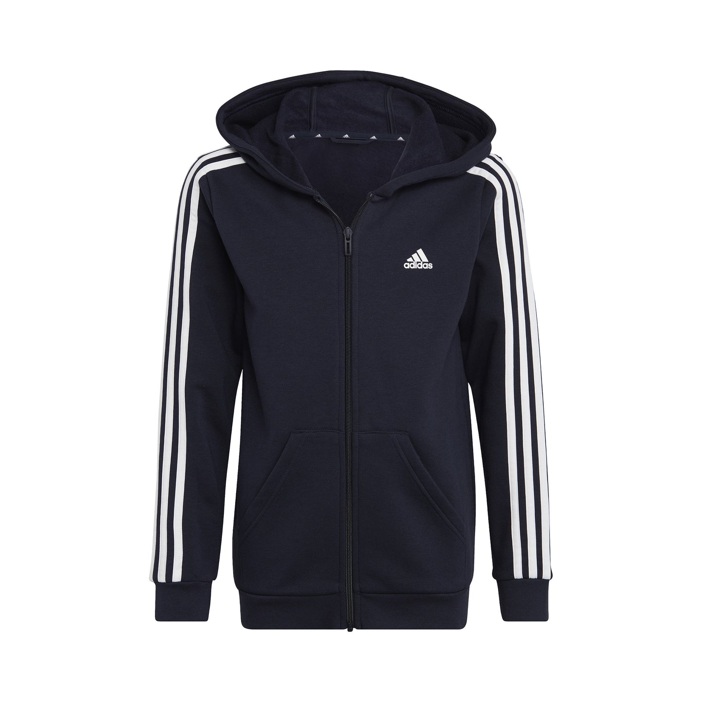 adidas 3Stripes Full-Zip Mikina s kapucí Chlapci - tmavě modrá, bílá