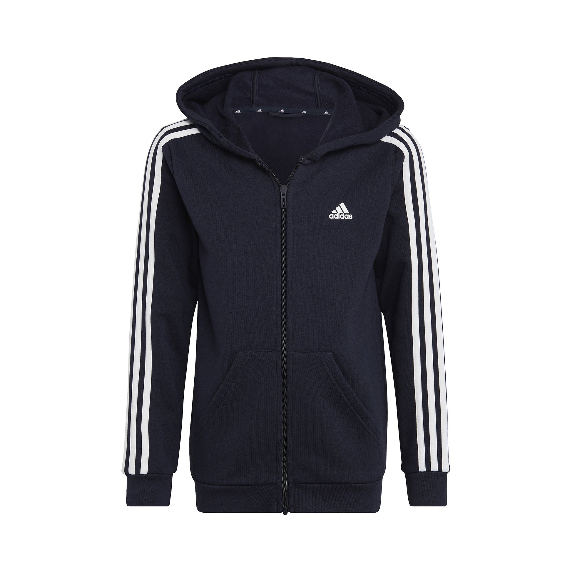 adidas 3Stripes Full-Zip Mikina s kapucí Chlapci - tmavě modrá, bílá