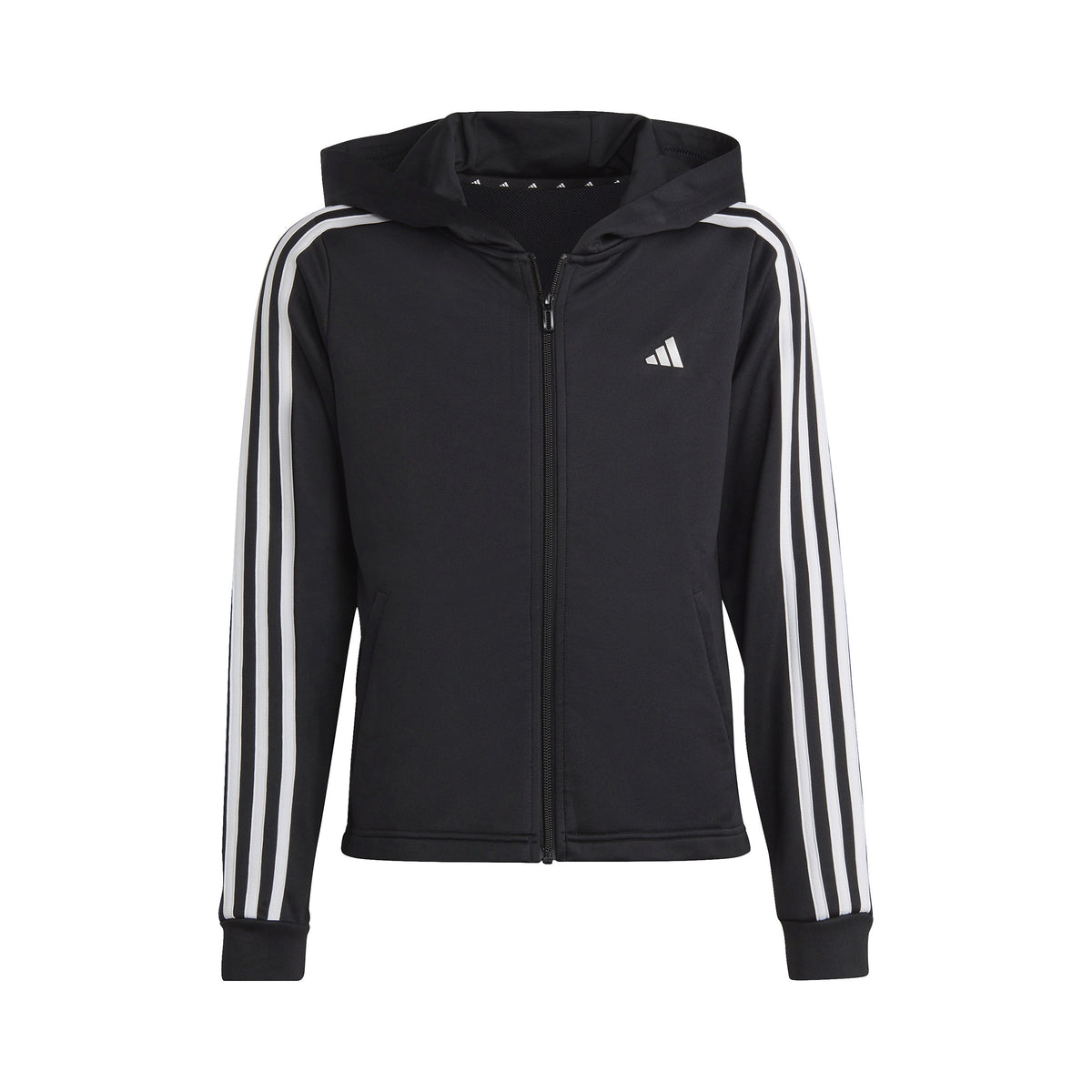 adidas Training ES 3 Stripes Full-Zip Mikina s kapucí Dívky - černá, bílá