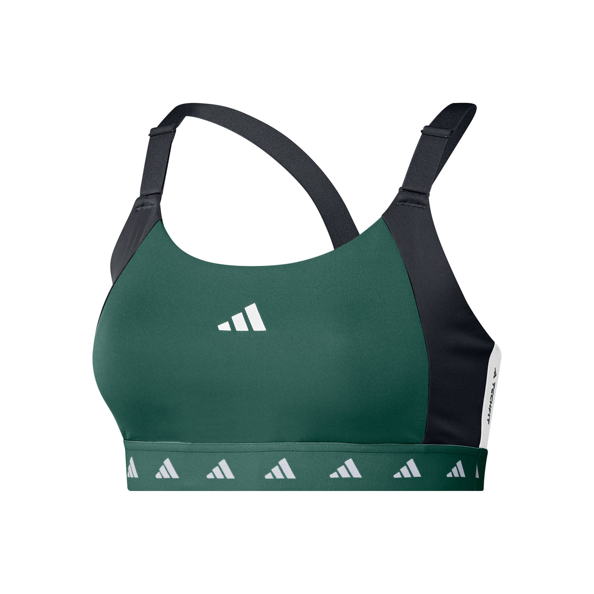 adidas PWI Medium-Sport Tech-Fit Color Block Sportovní podprsenka Dámy - tmavě zelená, černá