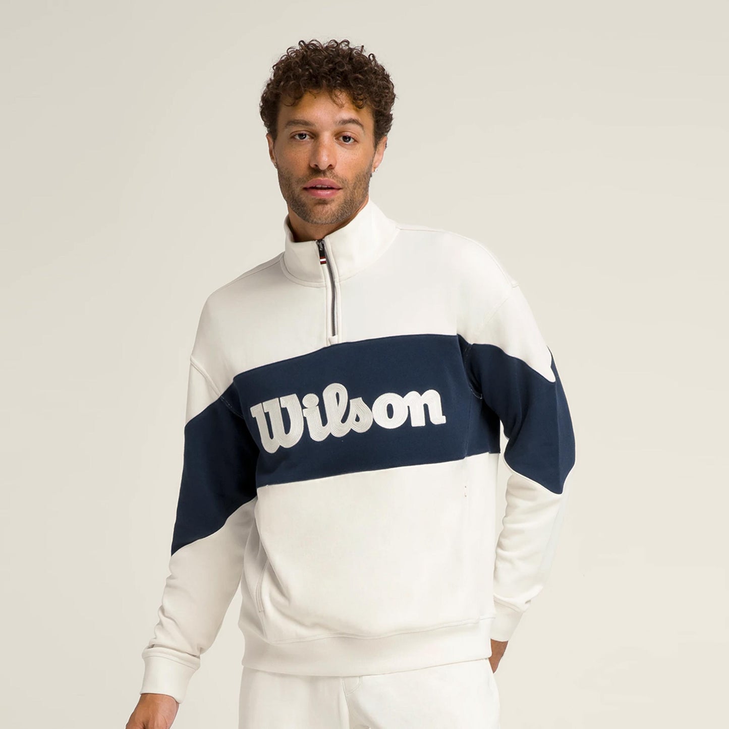 Wilson Parkside Half-Zip Mikina Muži-Krémová,Tmavě Modrá