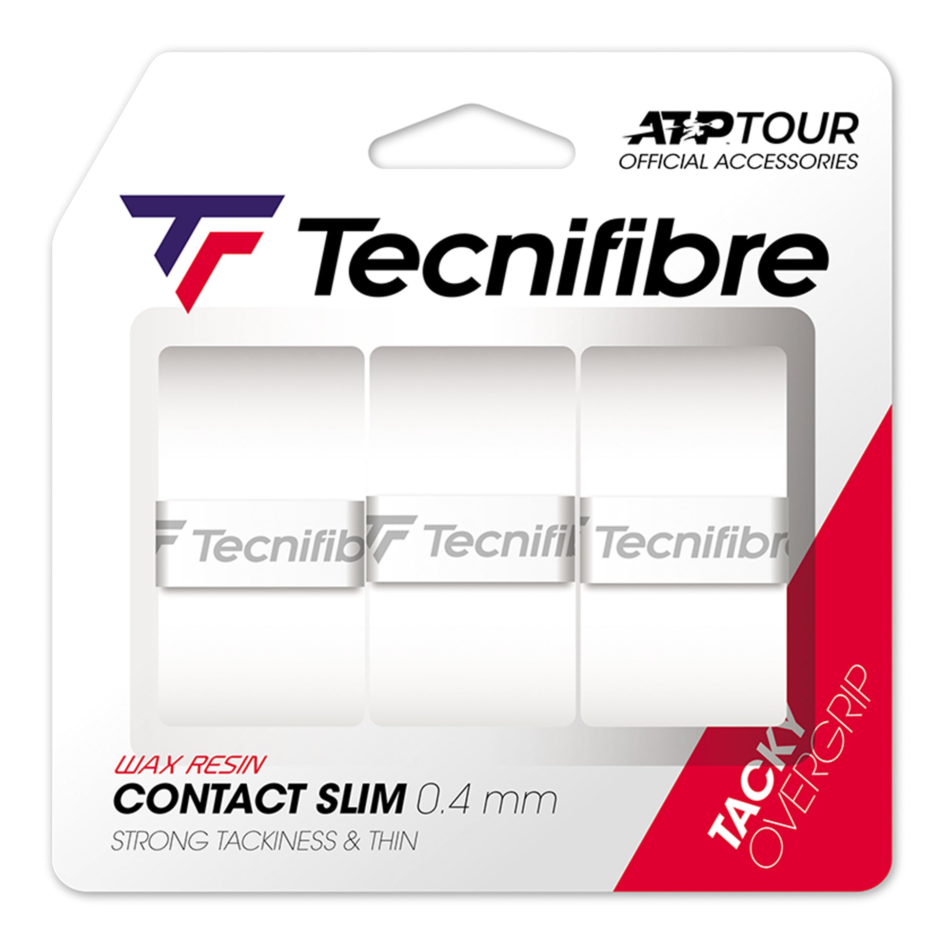 Tecnifibre Contact Slim 3er 3ks V Baleni - Bílá