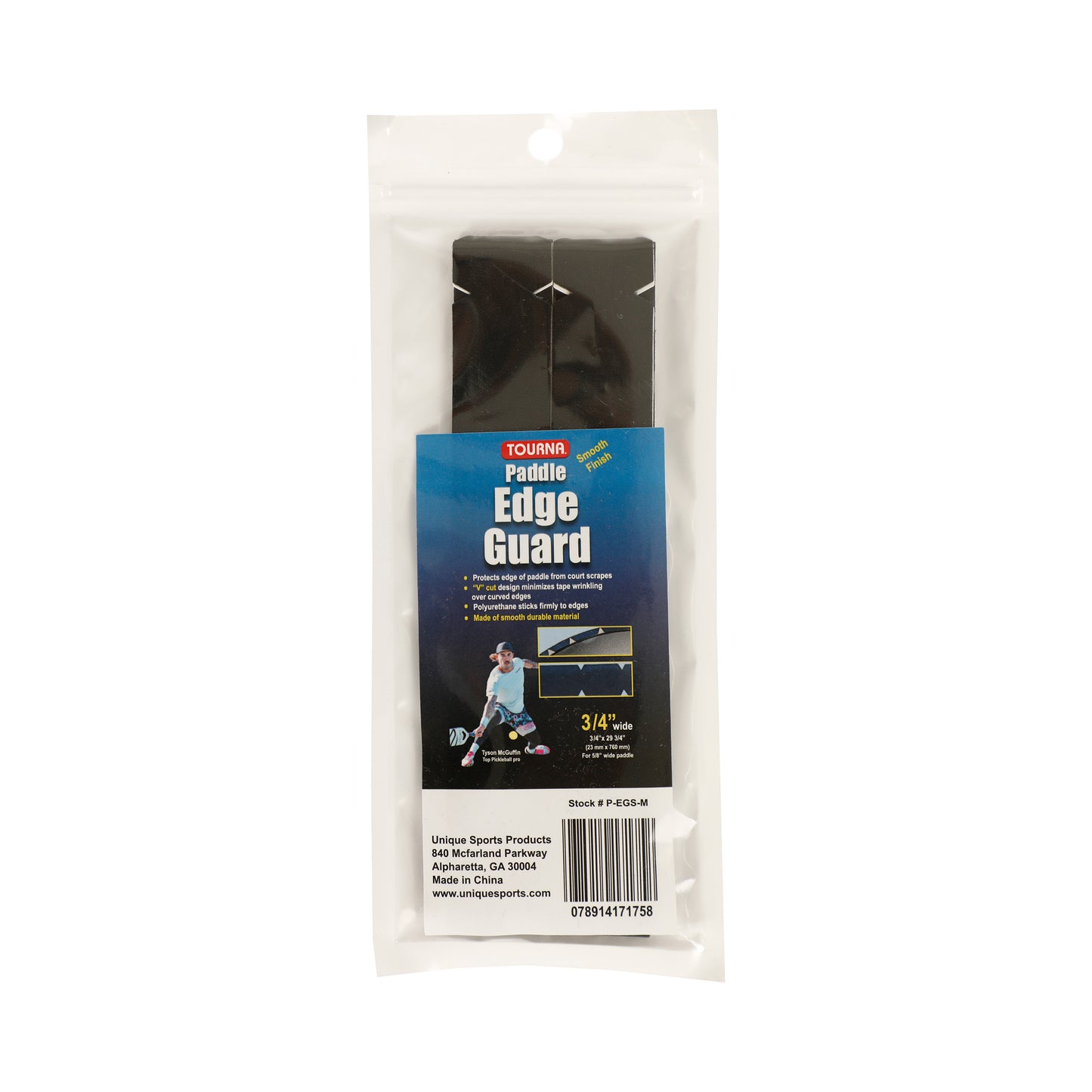 Tourna Padel Edge Guard 16mm Páska Na Ochranu Rámu Loptičky Pickleball-Černá