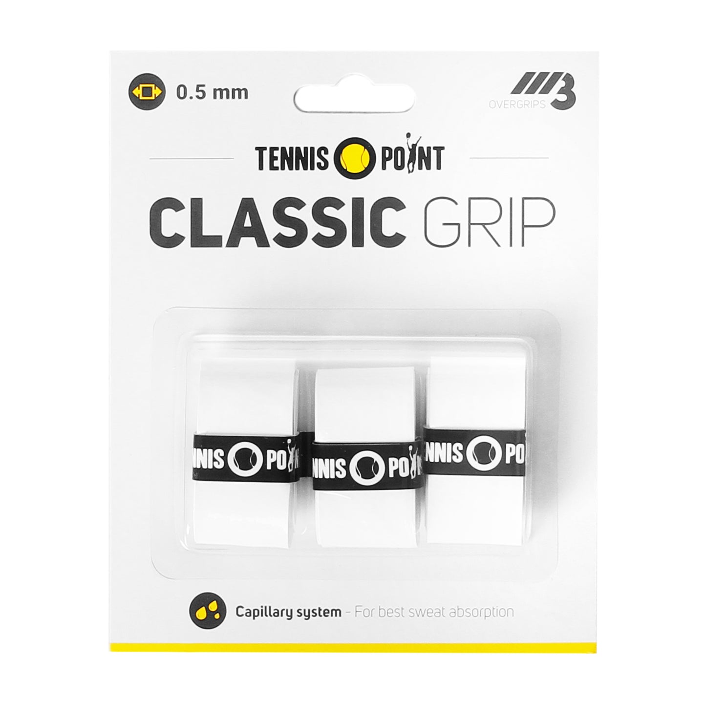 Tennis-Point Classic Grip 3ks v baleni - bílá