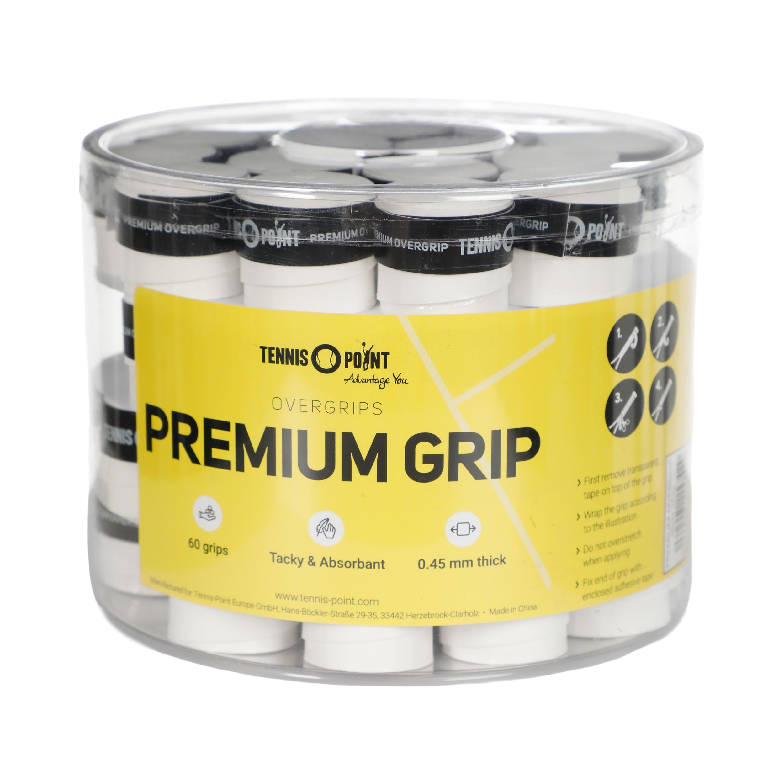 Tennis-Point Premium Grip 60ks Balení - Bílá