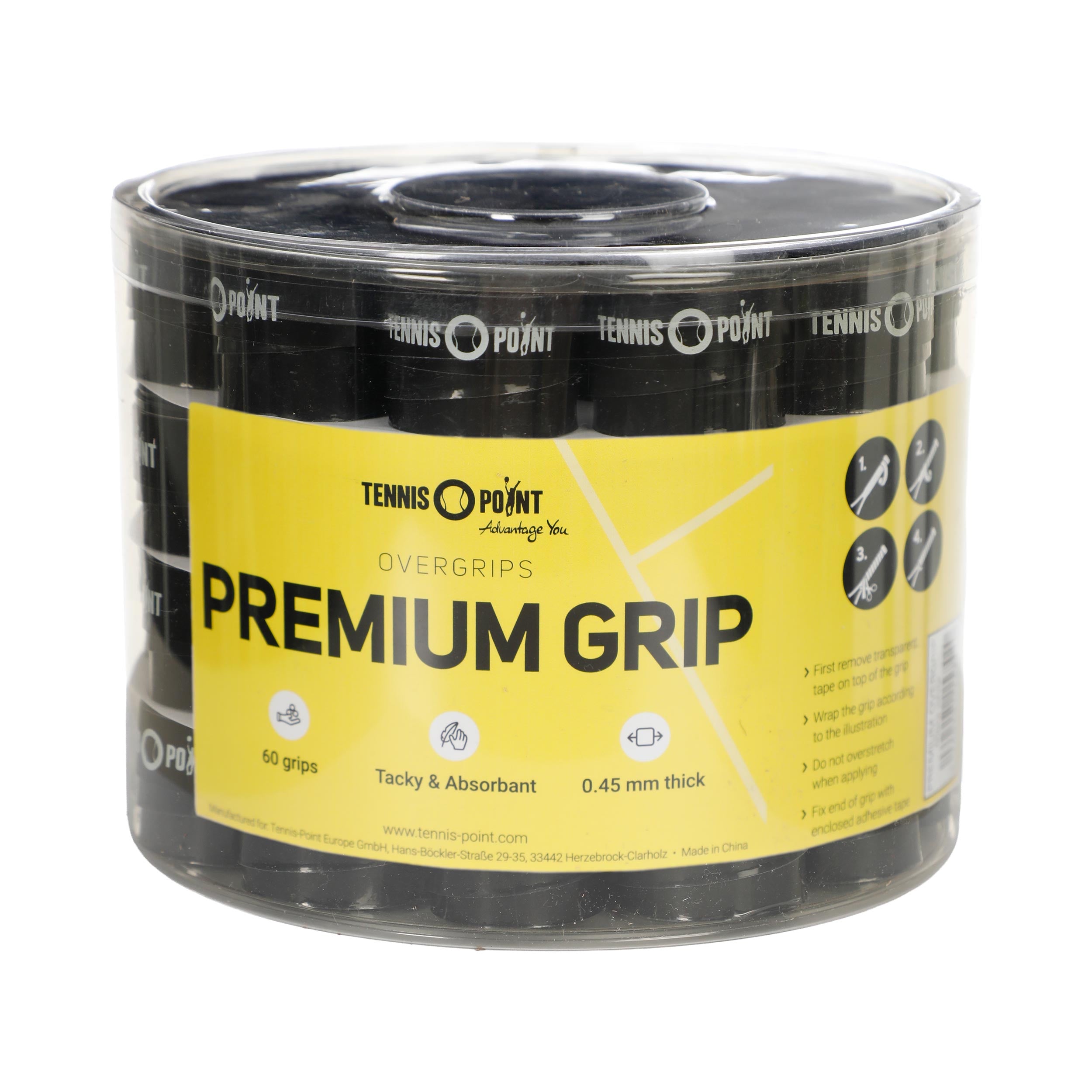 Tennis-Point Premium Grip 60ks Balení - Černá