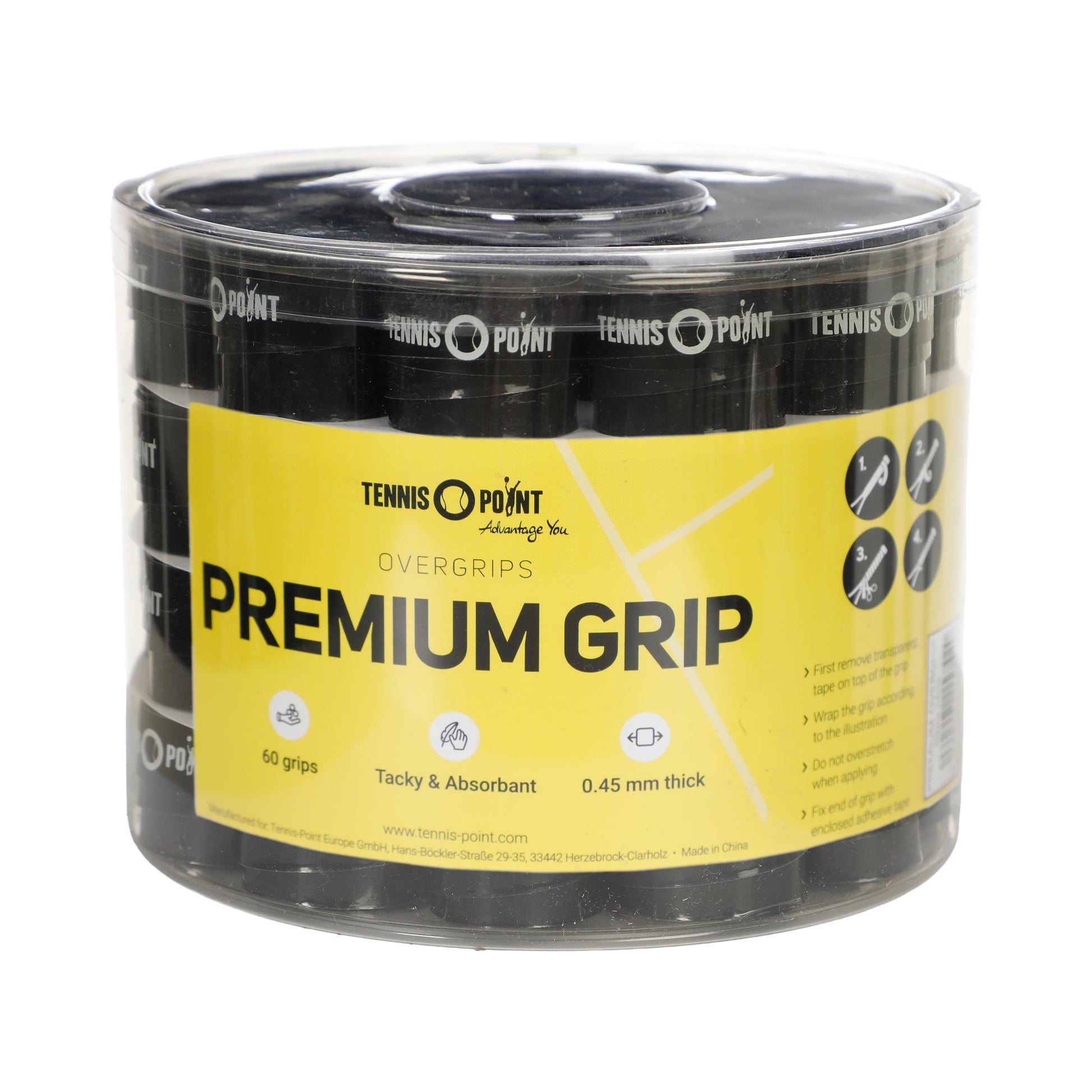Tennis-Point Premium Grip 60ks Balení - Černá