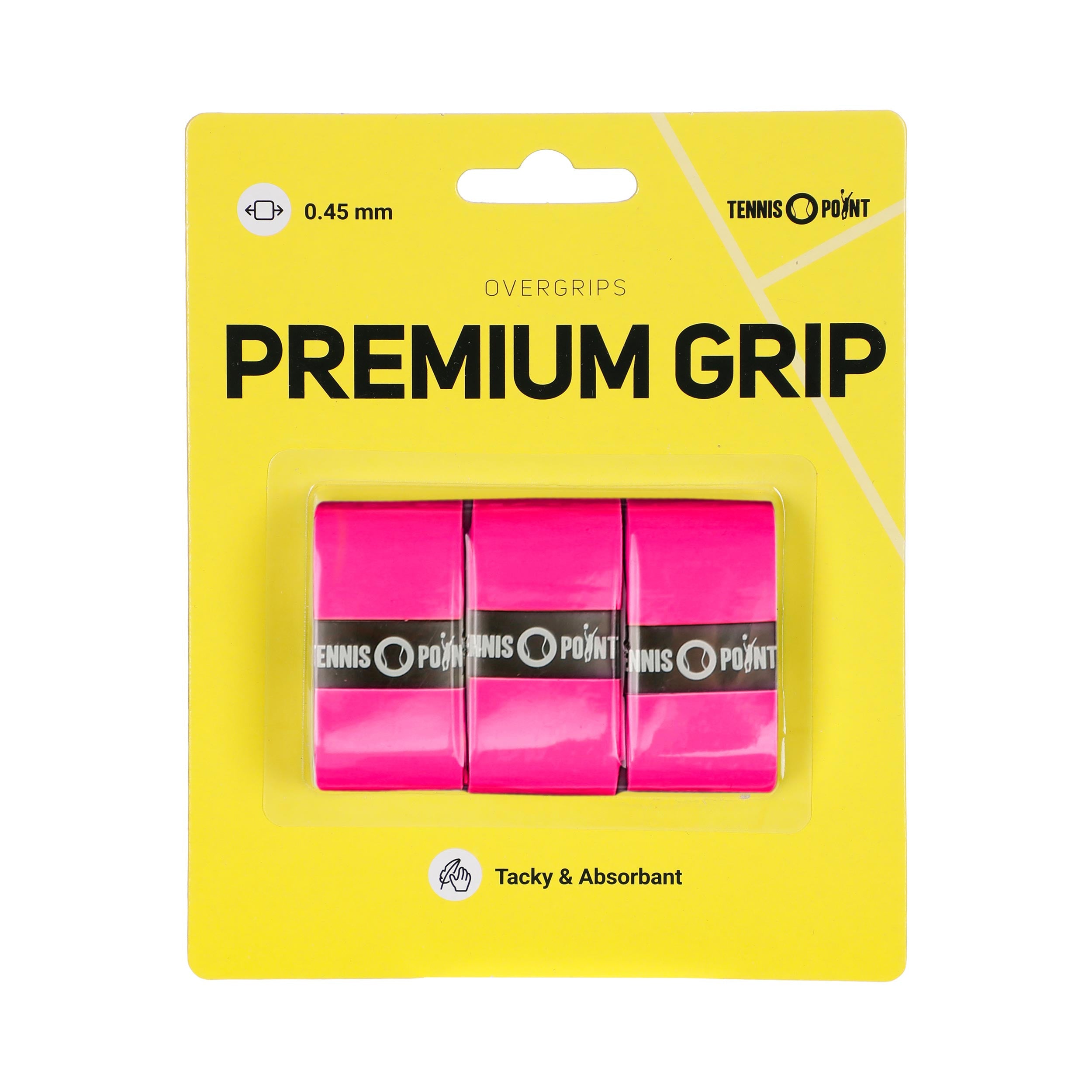 Tennis-Point Premium Grip 3ks V Baleni-Růžová