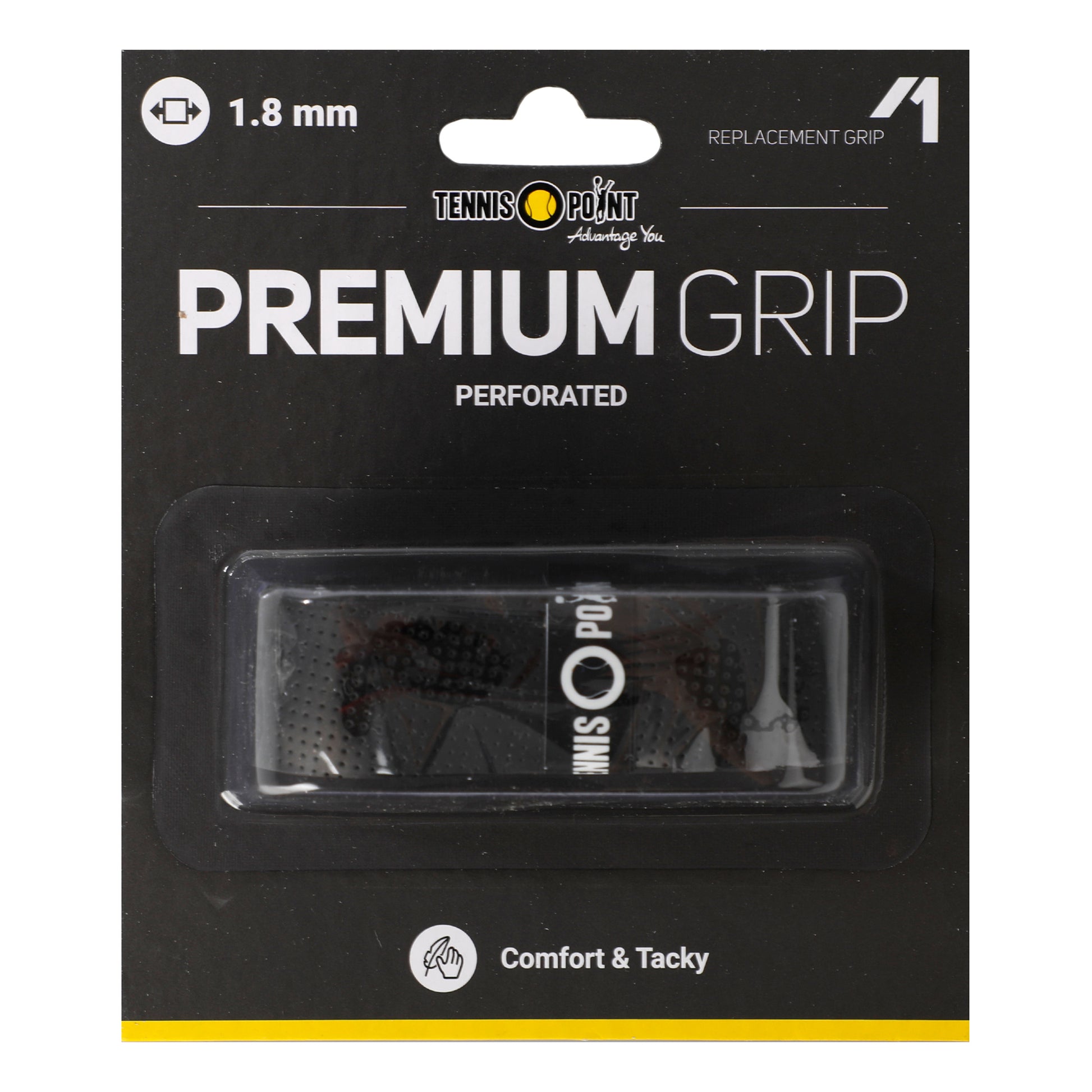 Tennis-Point Premium Grip Perforated 1ks V Balení-Černá