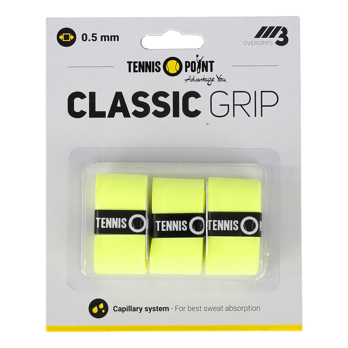 Tennis-Point Classic Grip 3ks v baleni - žlutá