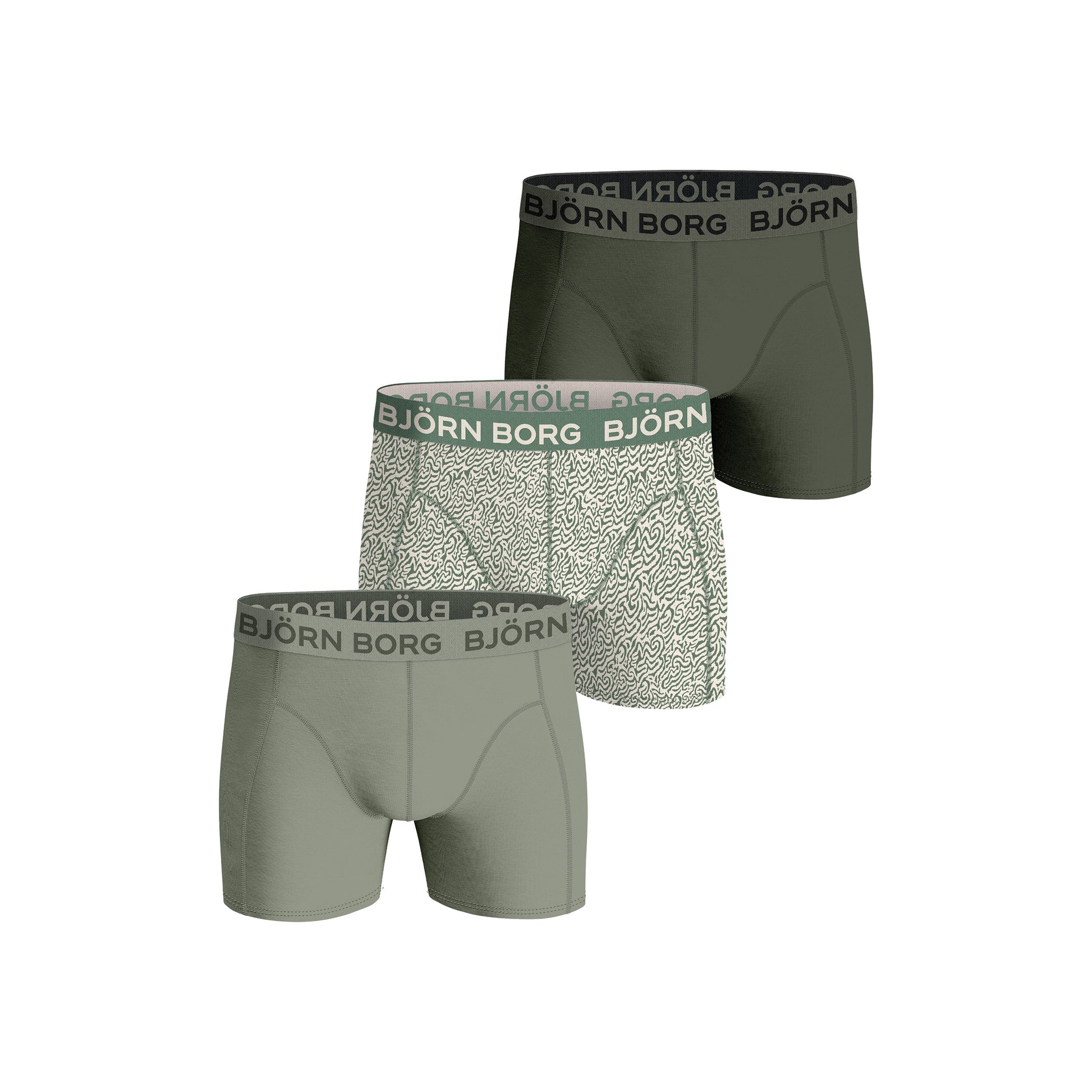 Björn Borg Cotton Stretch Trenýrky 3ks v baleni Muži - olivová, zelená