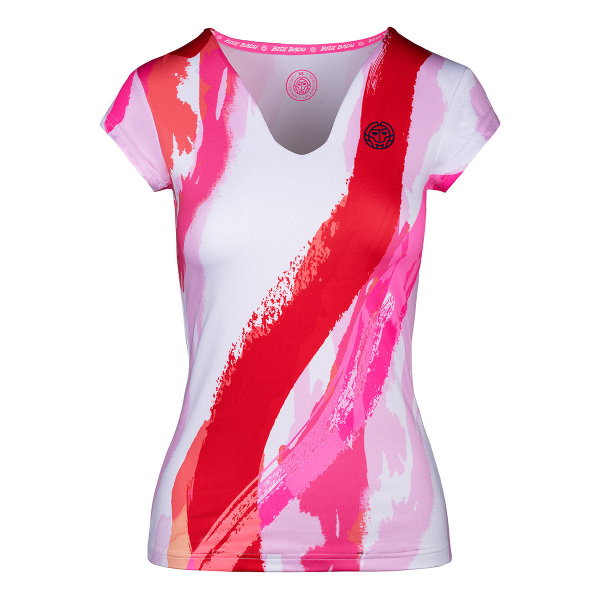 BIDI BADU Bella 2.0 Tech V-Neck Tričko Dámy - bílá, červená