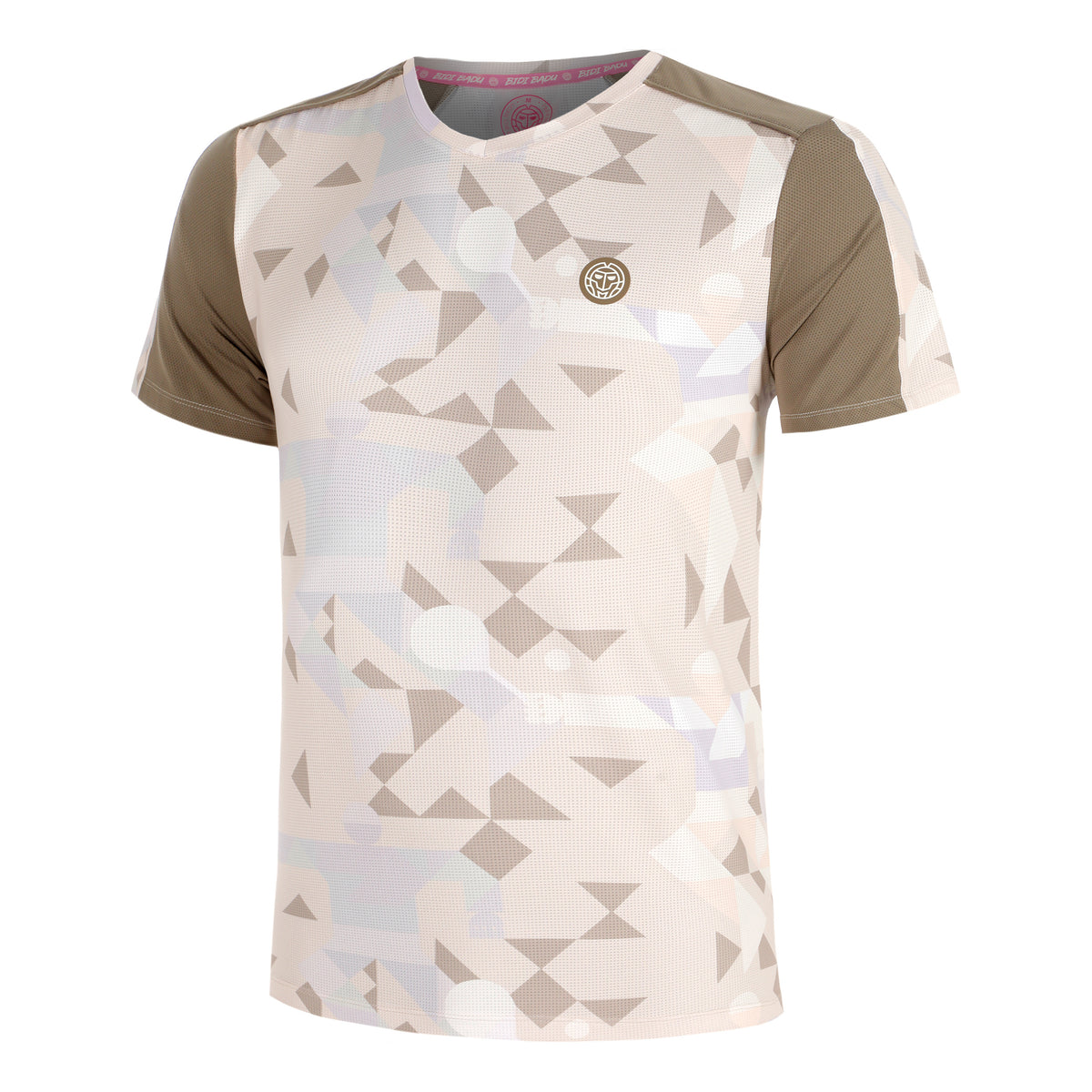 BIDI BADU Paris 2025 V-Neck Tričko Muži-Béžová,Hnědá