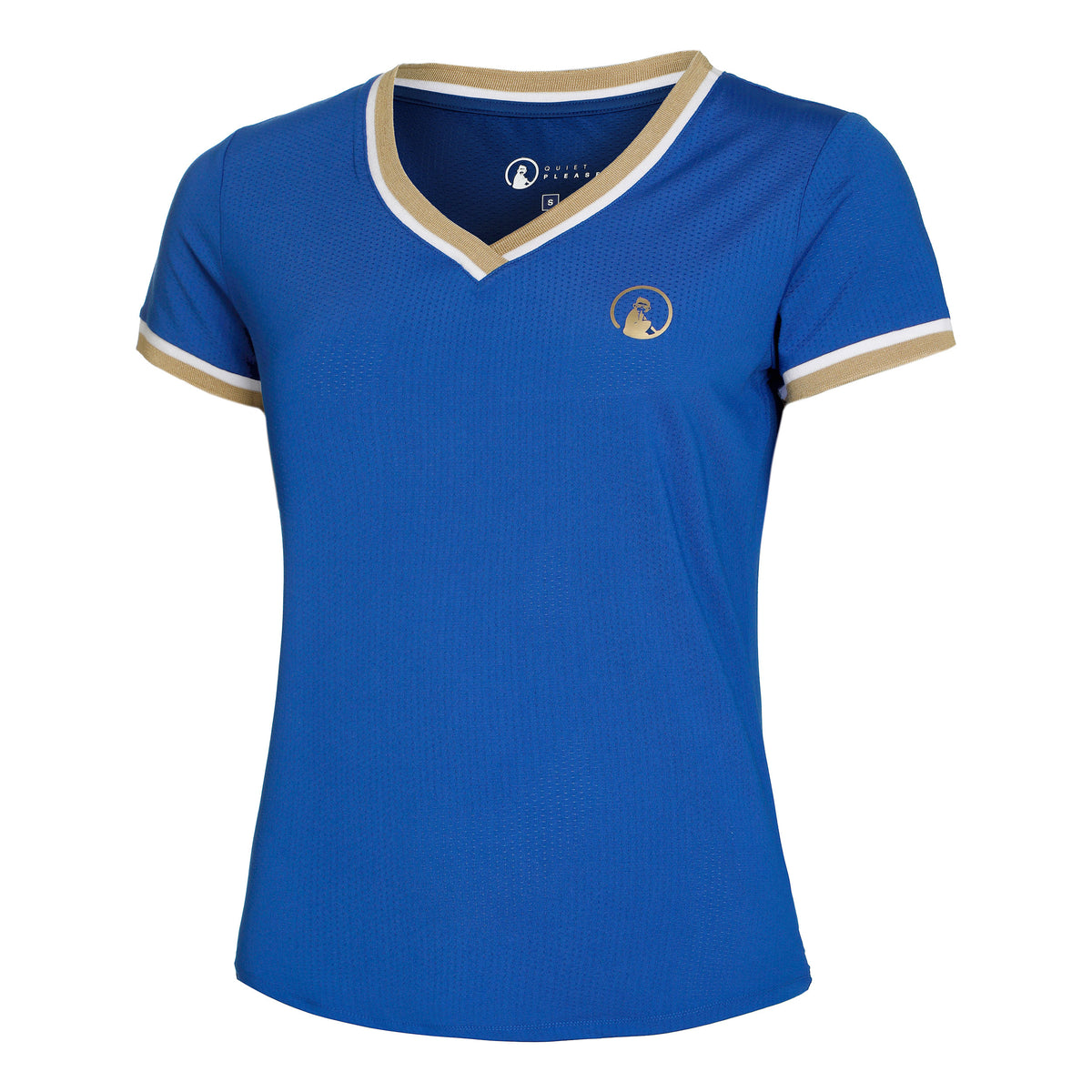 Quiet Please Retro V-Neck Tričko Dámy - modrá,