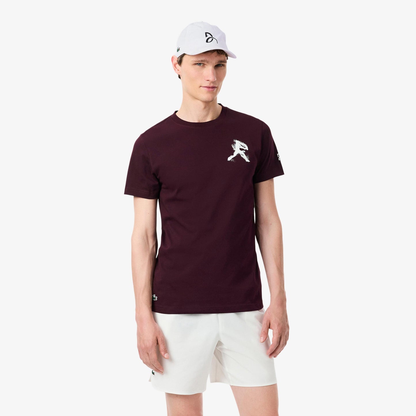 Lacoste & Cap Tričko Muži - červené víno, bílá