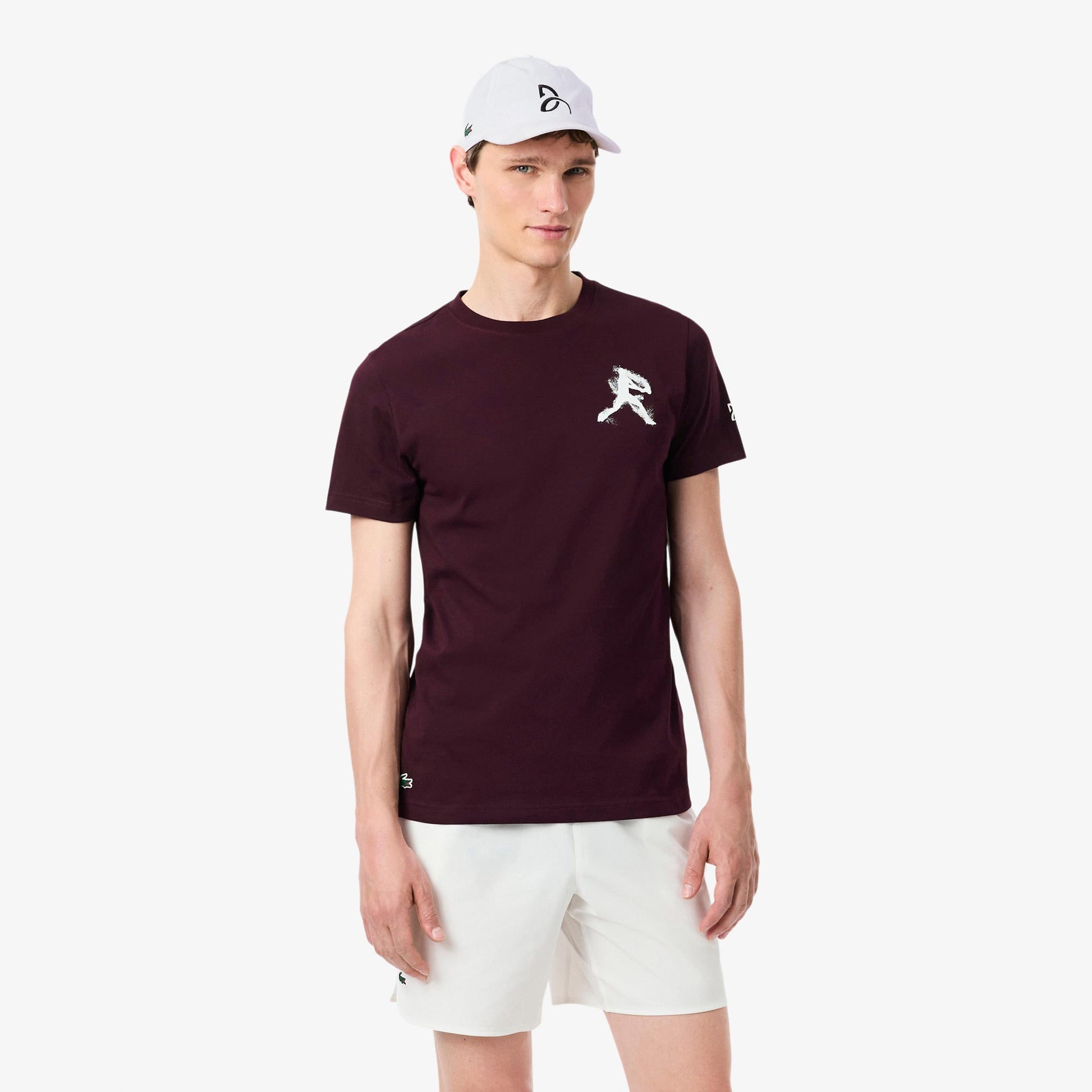 Lacoste & Cap Tričko Muži - červené víno, bílá