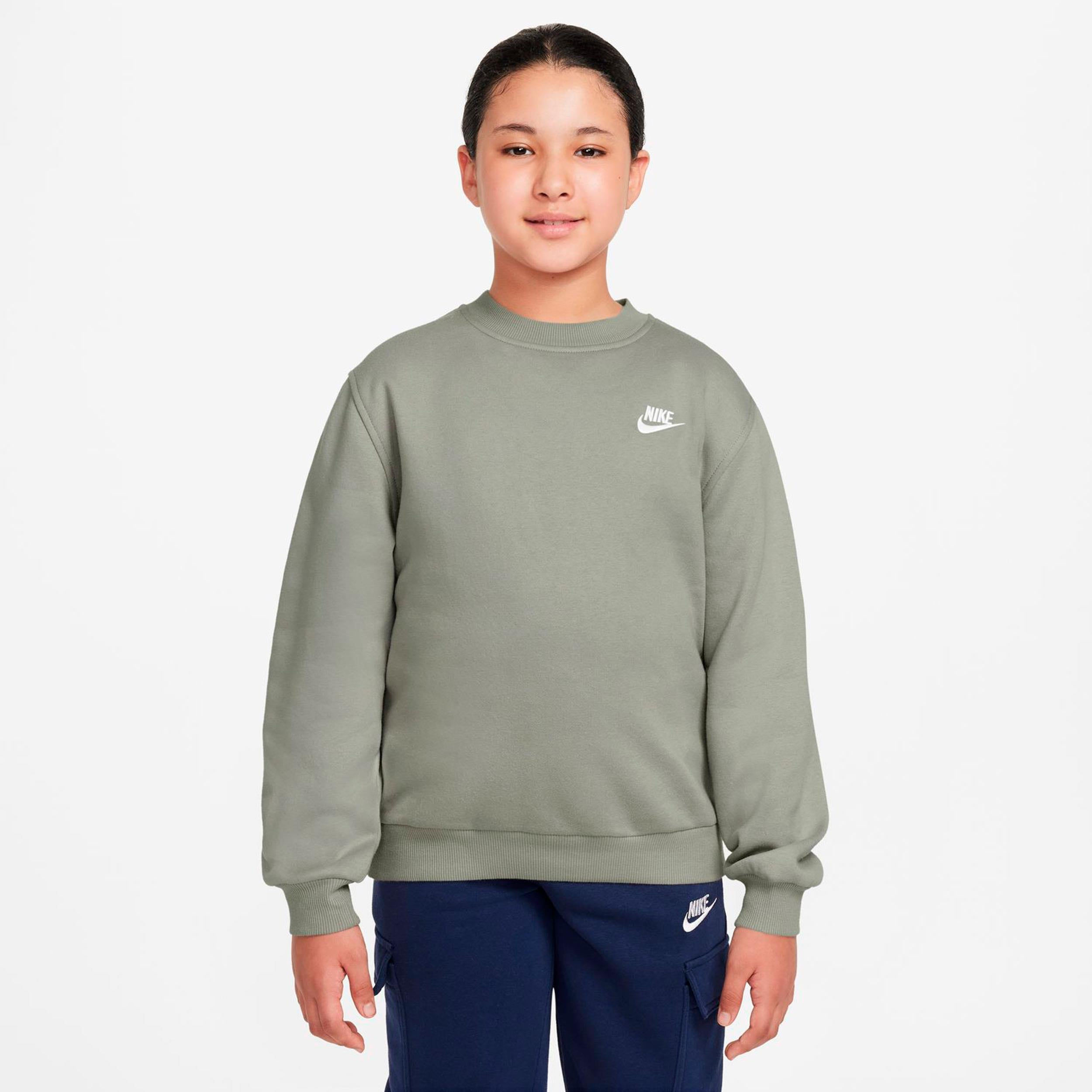 Nike Club Fleece Mikina Děti - sivozelená