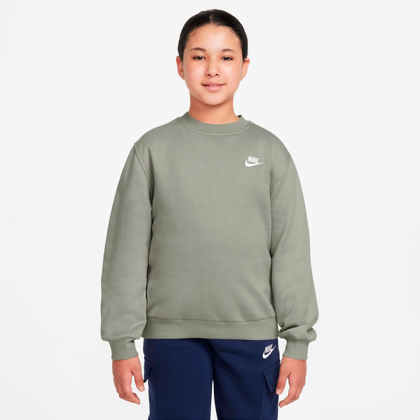Nike Club Fleece Mikina Děti - sivozelená