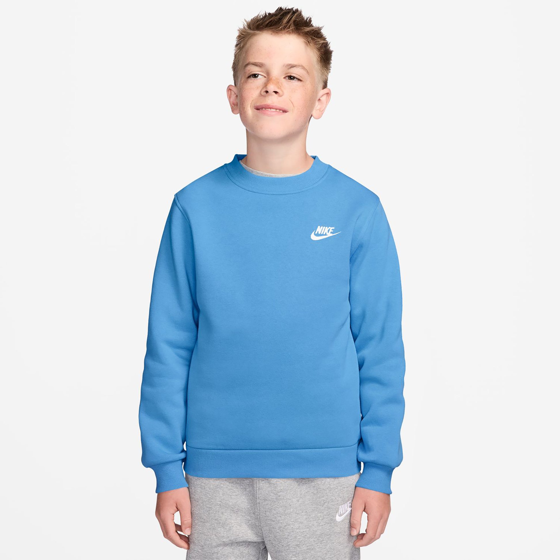 Nike Club Fleece Mikina Děti - světle modrá, bílá