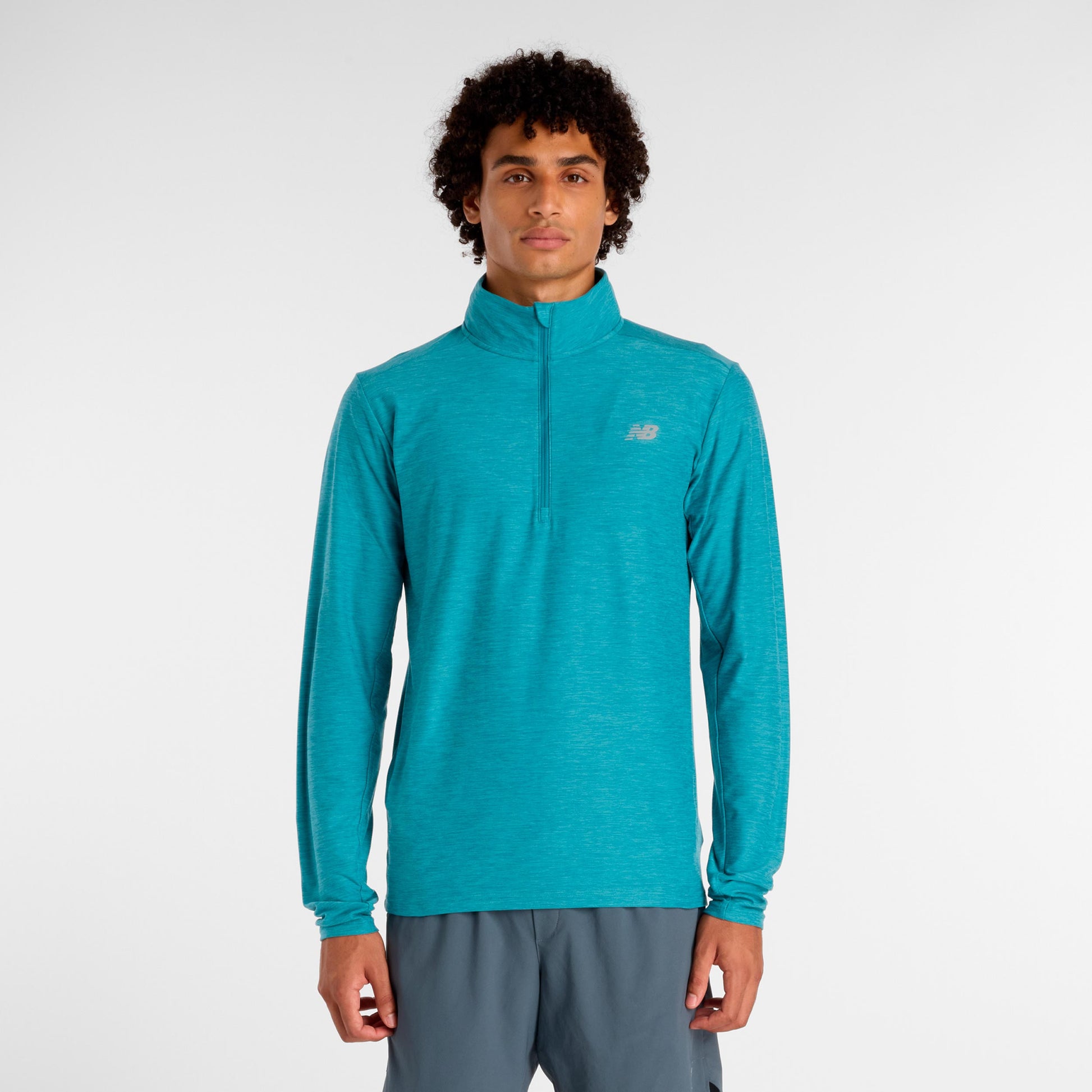 New Balance Space Dye 1/4 Zip S dlouhým rukávem Muži - tyrkysová