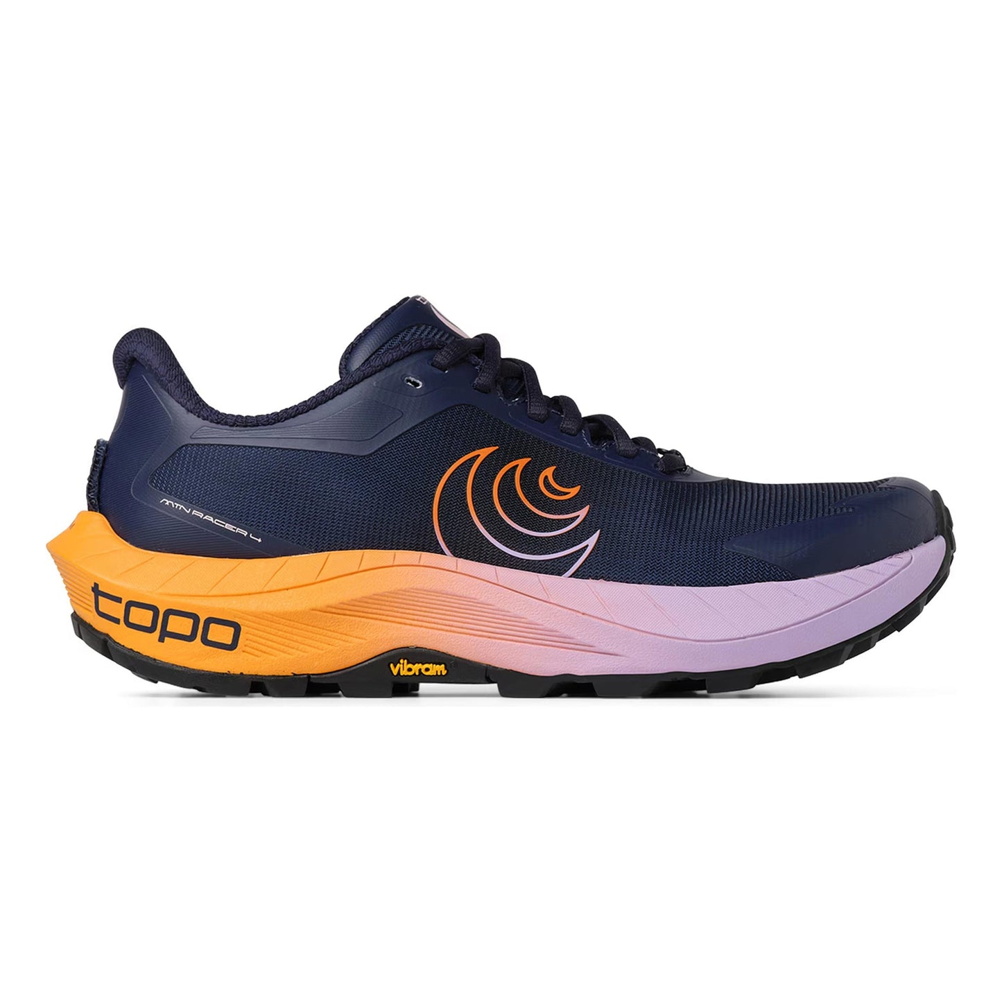 TOPO ATHLETIC MTN Racer 4 Obuv pro měkčí povrch,žádný asfalt Dámy - tmavě modrá, oranžová