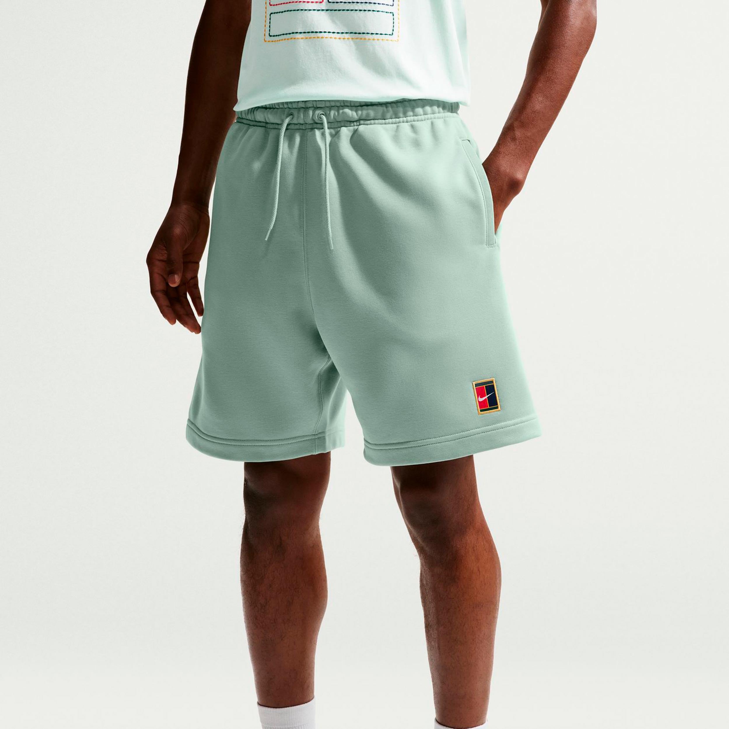 Nike Court Dri-Fit Heritage Fleece Šortky Muži - sivozelená