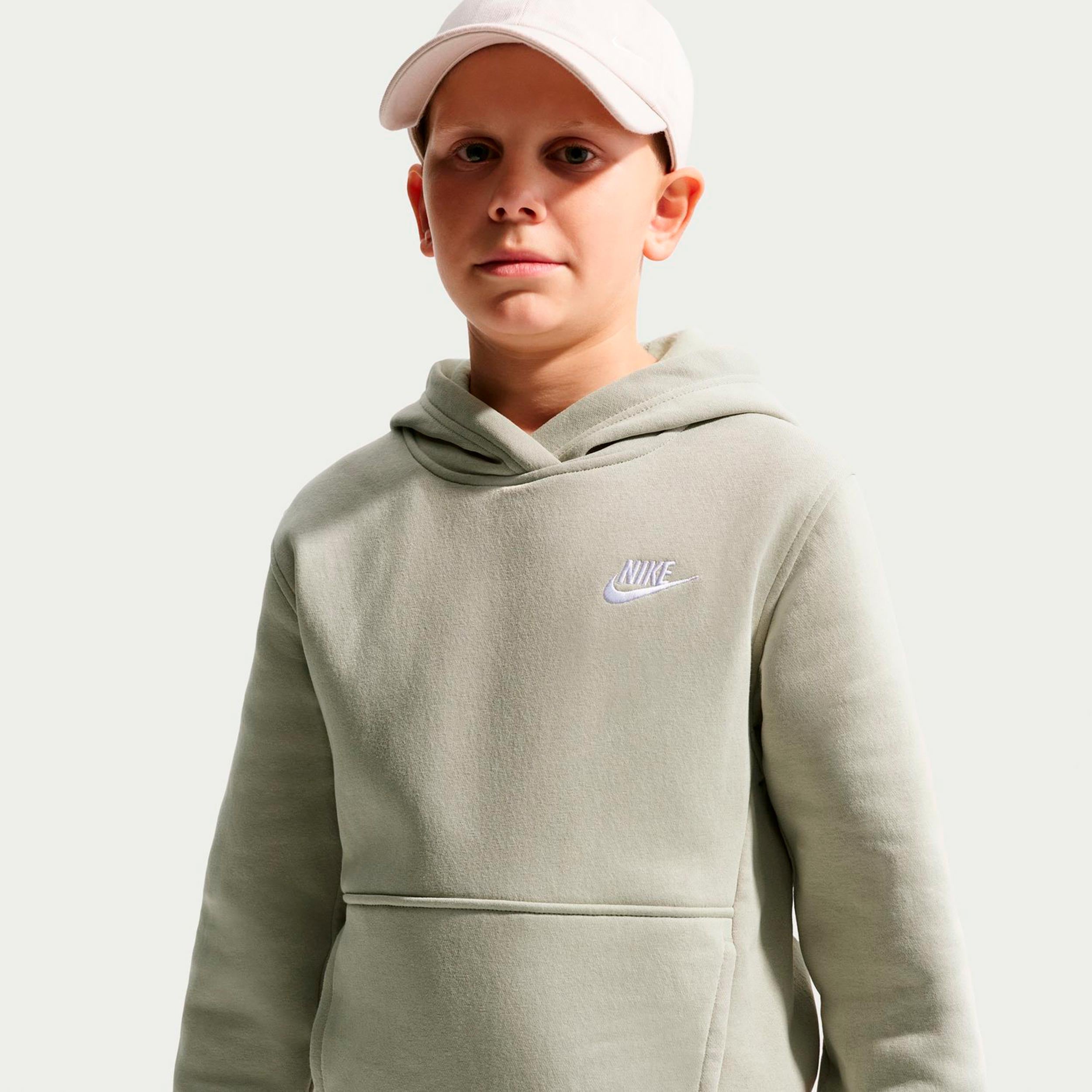 Nike Club Fleece Hoody Děti - sivozelená