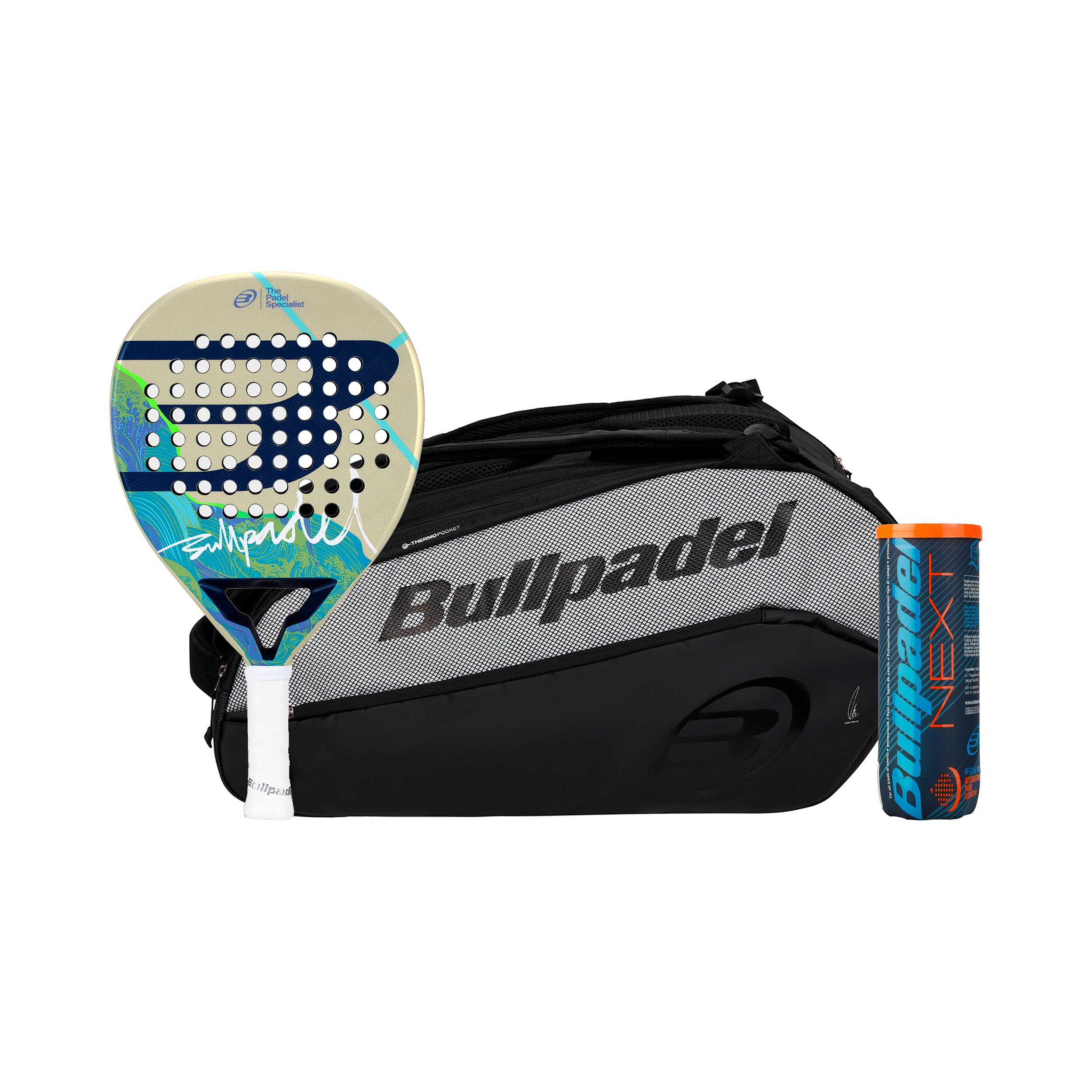 Bullpadel Iconic Light 26 Navíc taška na raketu, Navíc dóza na míče