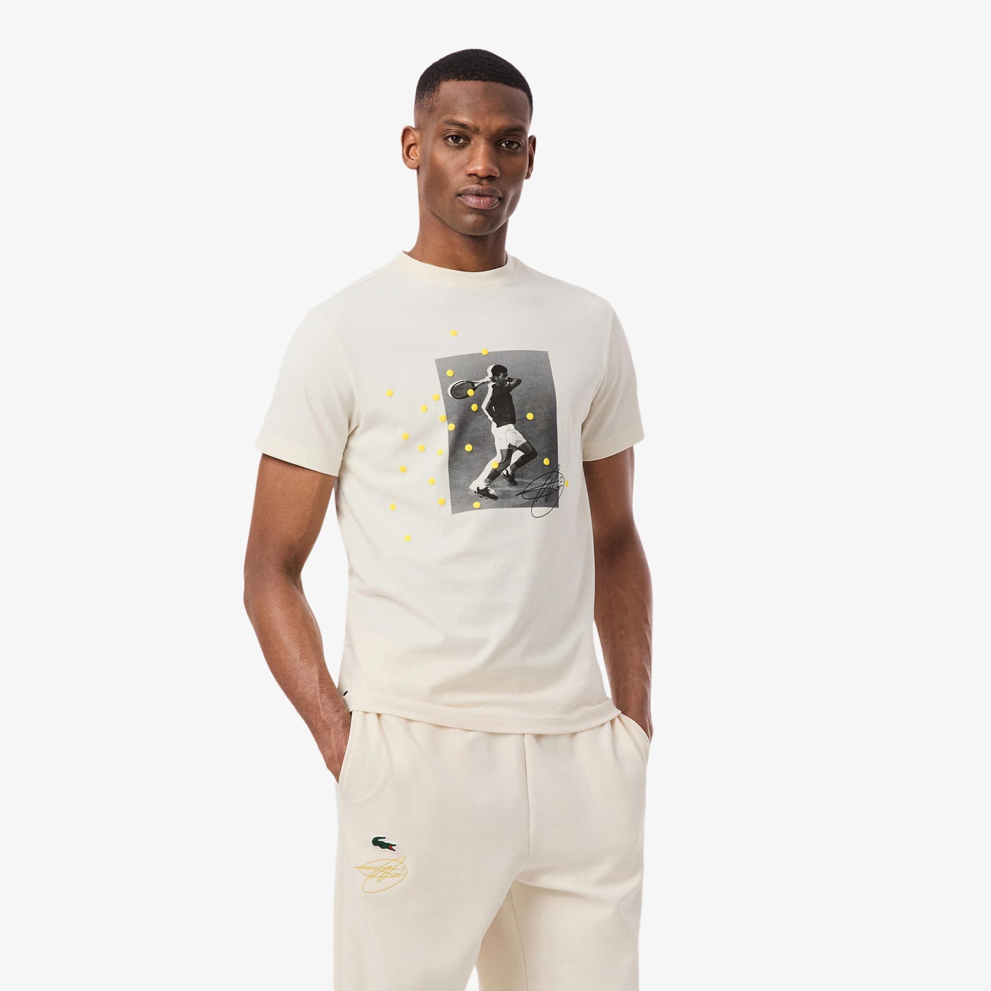 Lacoste Signature Tričko Muži - bílá, vícebarevné