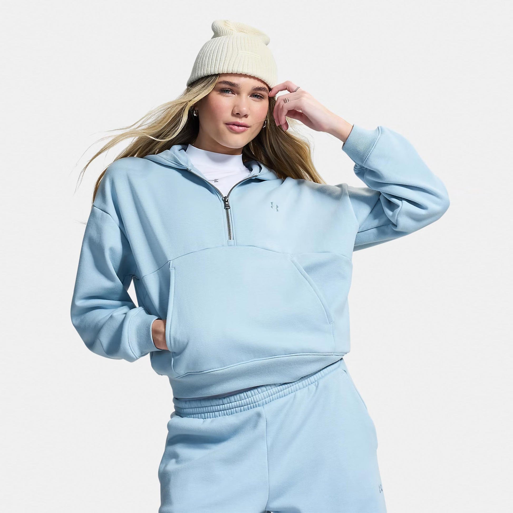 Under Armour Icon Fleece Halfzip Hoody Dámy - modrá, modro-šedá