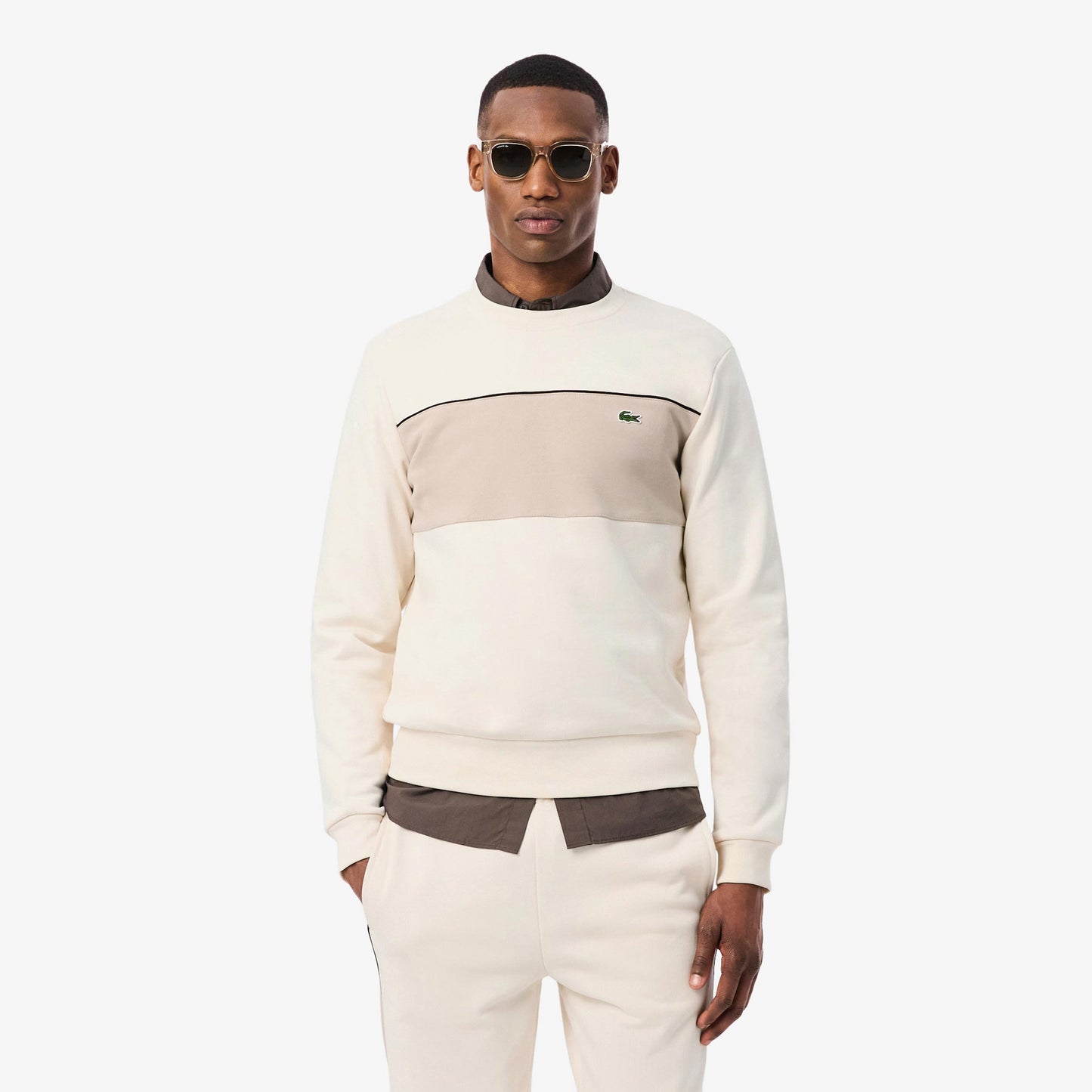 Lacoste Colorblock Mikina Muži - krémová, béžová