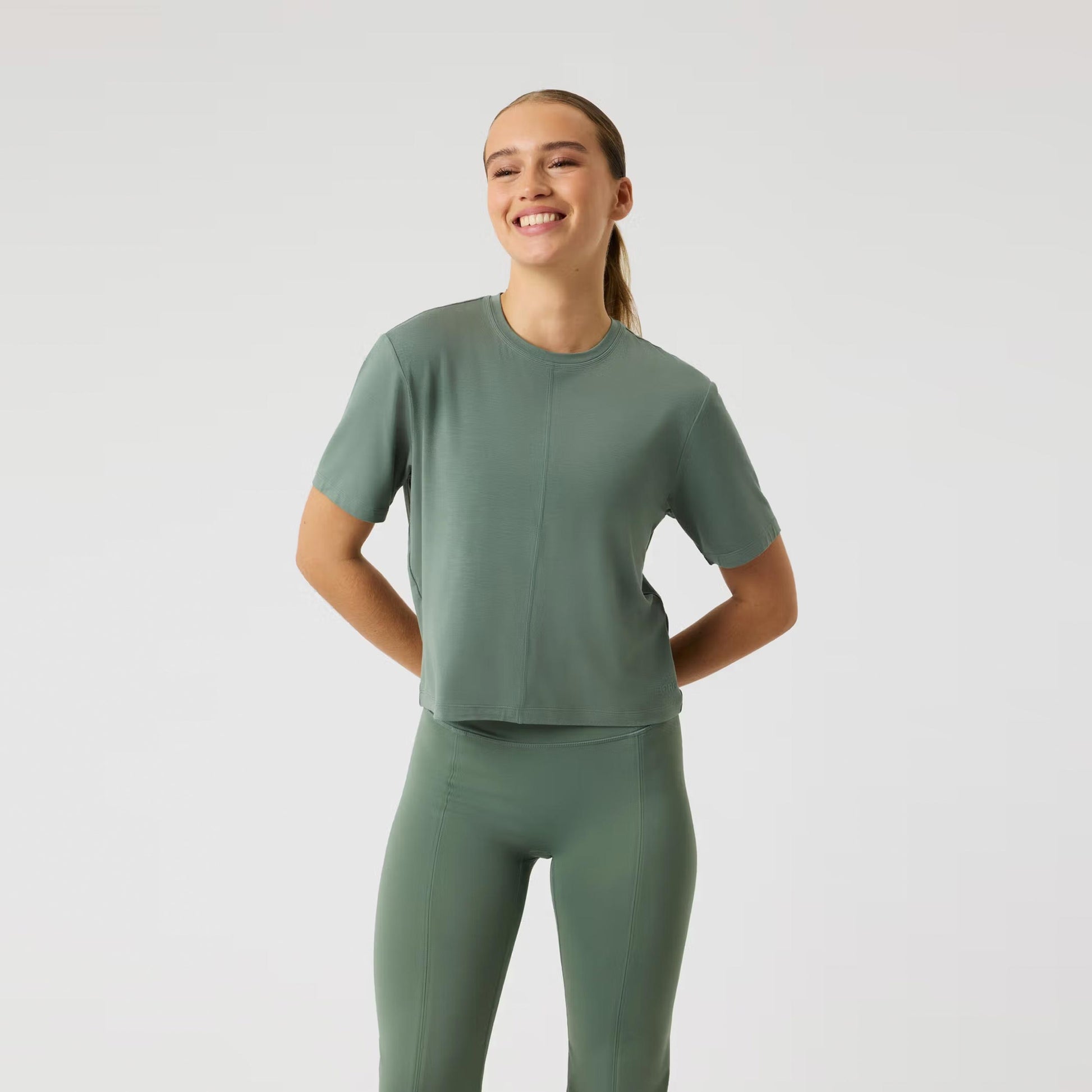 Björn Borg Studio Soft Cropped Tričko Dámy - šalvia