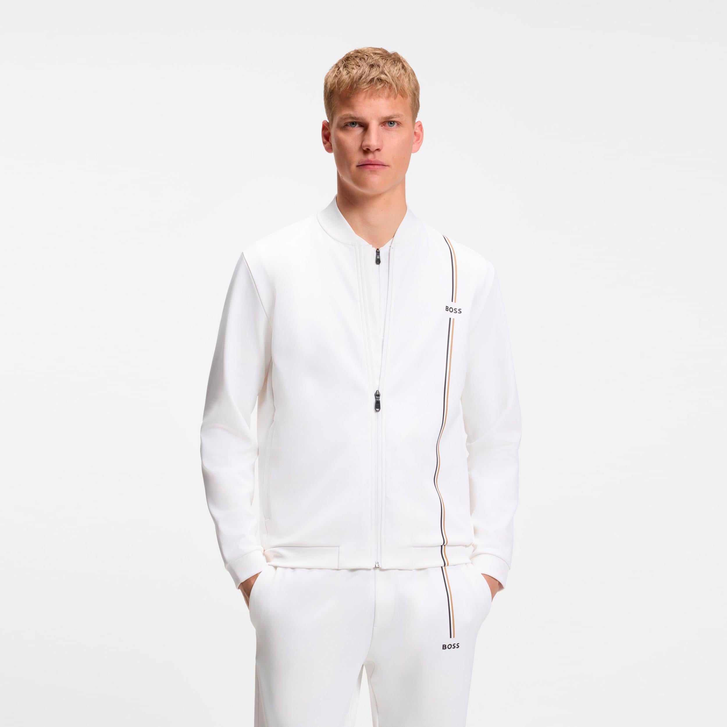 BOSS Game Full Zip Mikina s kapucí Muži - bílá