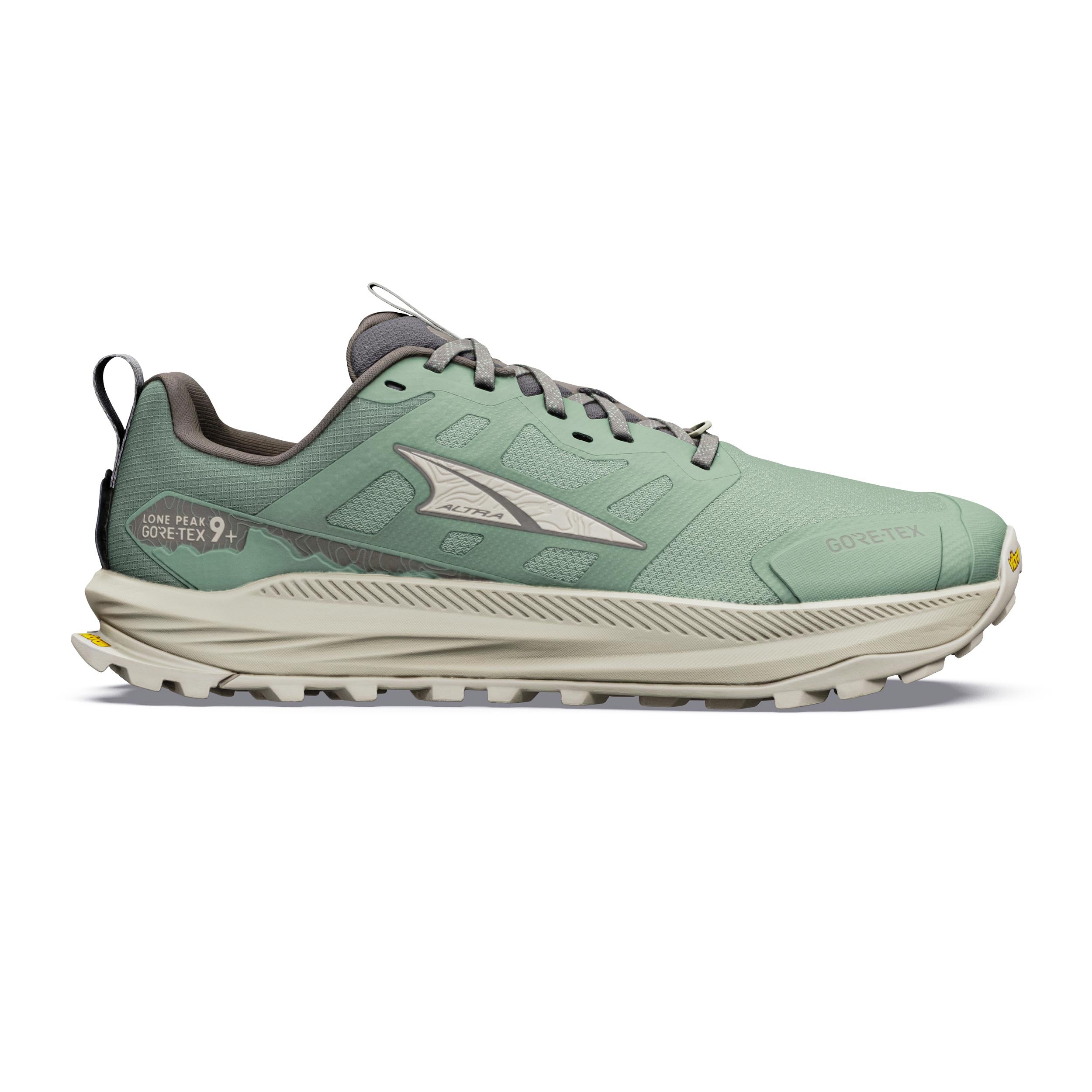 Altra Lone Peak 9+ GTX Obuv pro měkčí povrch,žádný asfalt Muži - zelená, béžová