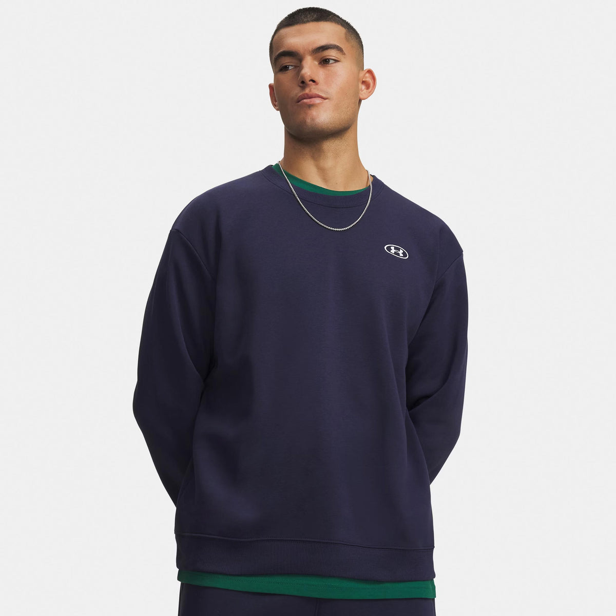 Under Armour Rival Fleece Crew Mikina Muži - modrá, bílá